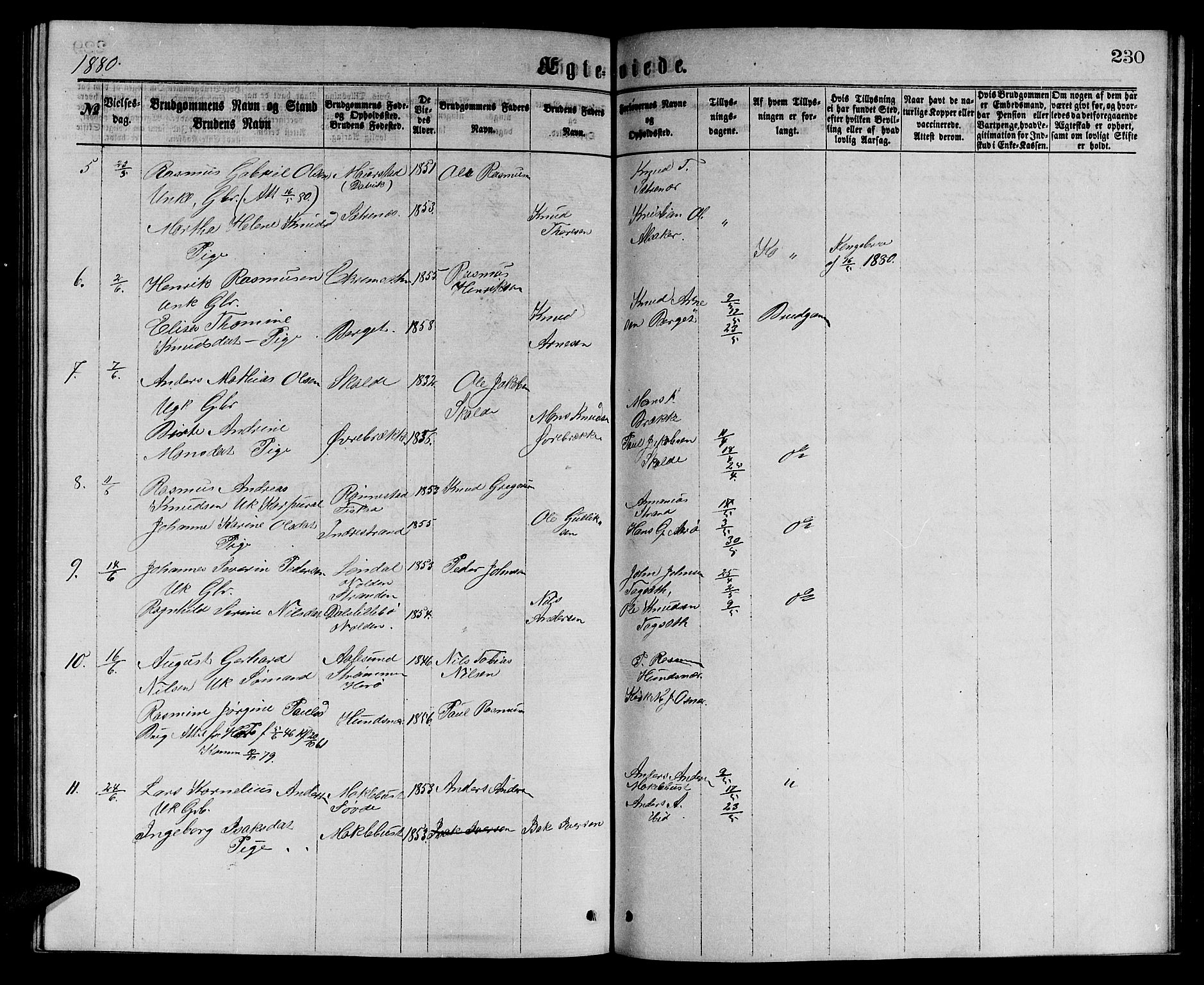Ministerialprotokoller, klokkerbøker og fødselsregistre - Møre og Romsdal, SAT/A-1454/501/L0016: Parish register (copy) no. 501C02, 1868-1884, p. 230