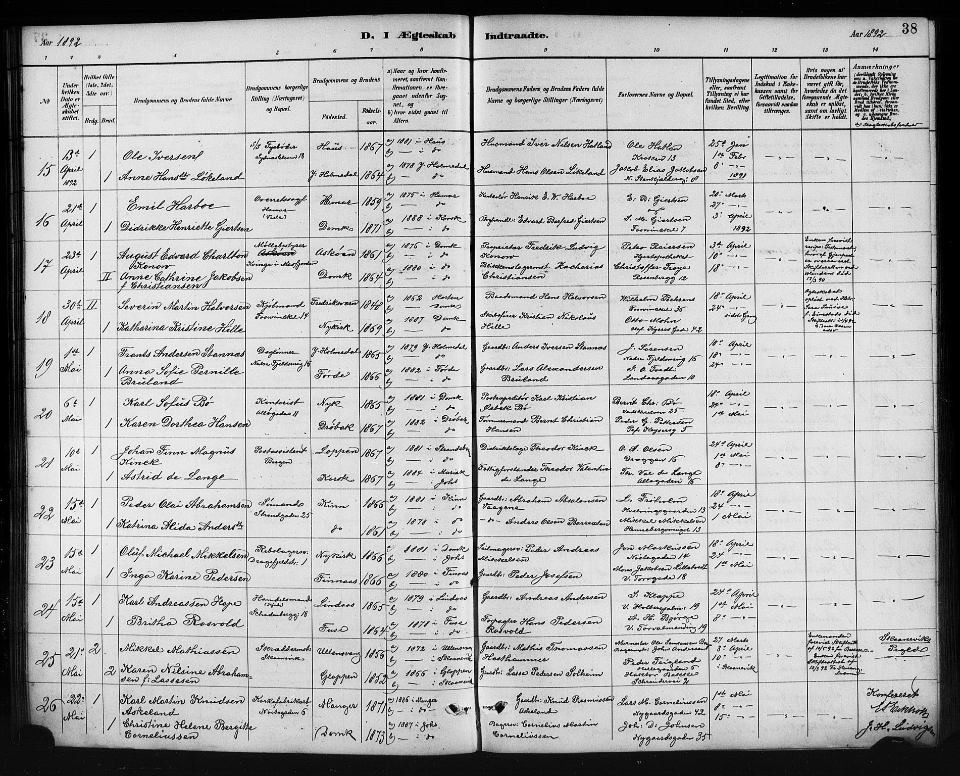 Johanneskirken sokneprestembete, AV/SAB-A-76001/H/Hab: Parish register (copy) no. C 1, 1885-1912, p. 38