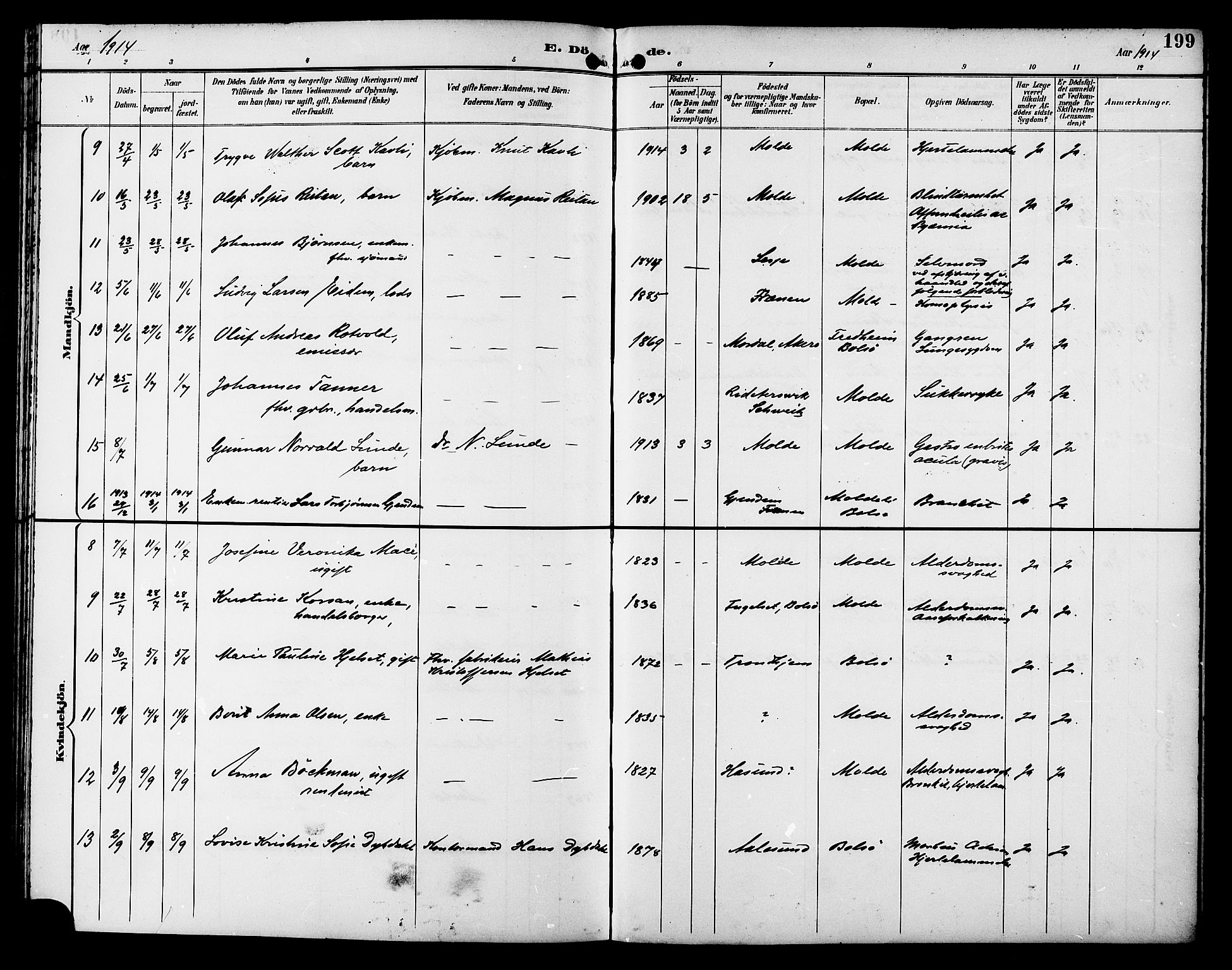 Ministerialprotokoller, klokkerbøker og fødselsregistre - Møre og Romsdal, AV/SAT-A-1454/558/L0702: Parish register (copy) no. 558C03, 1894-1915, p. 199