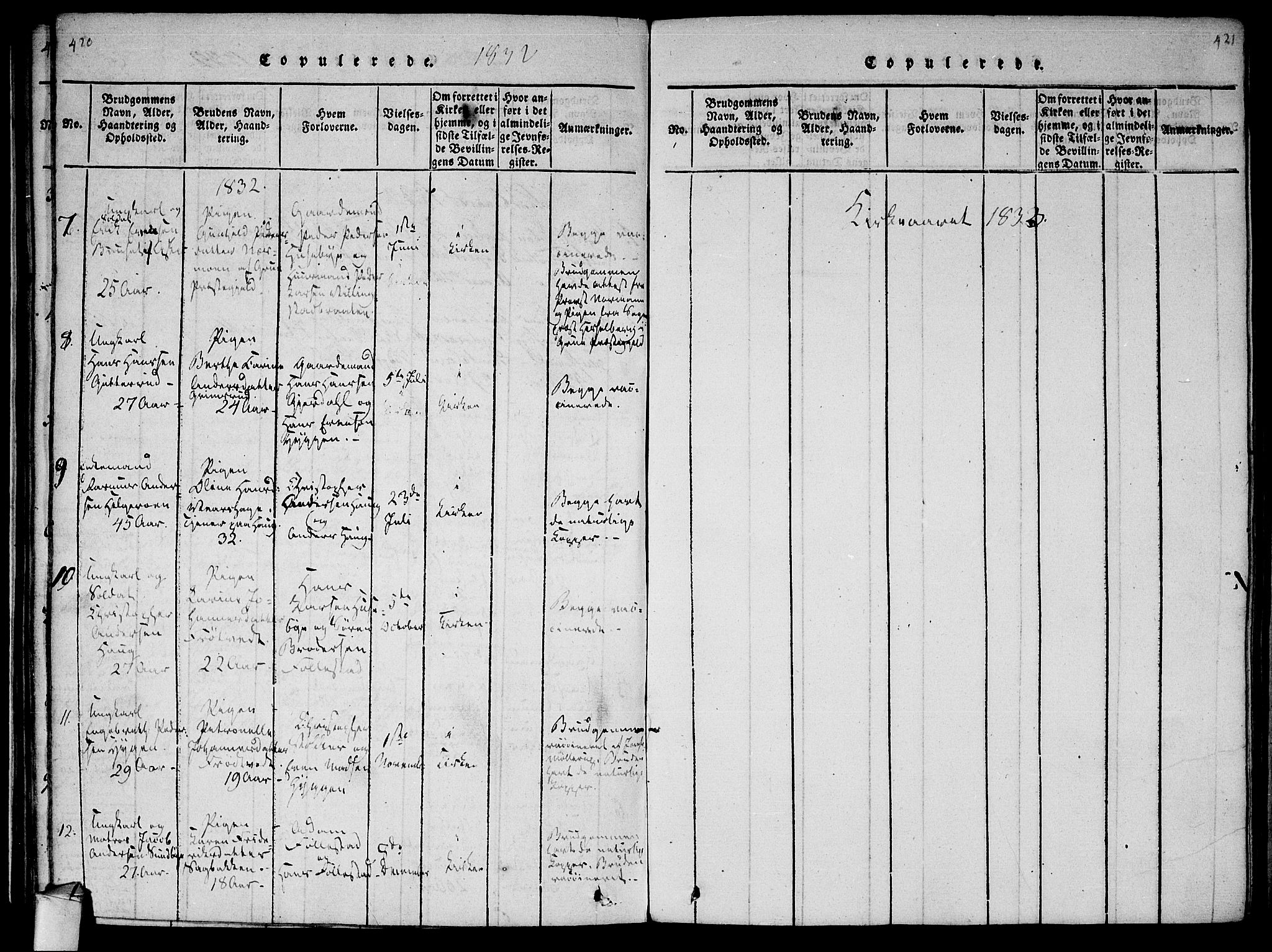 Røyken kirkebøker, AV/SAKO-A-241/F/Fa/L0004: Parish register (official) no. 4, 1814-1832, p. 420-421