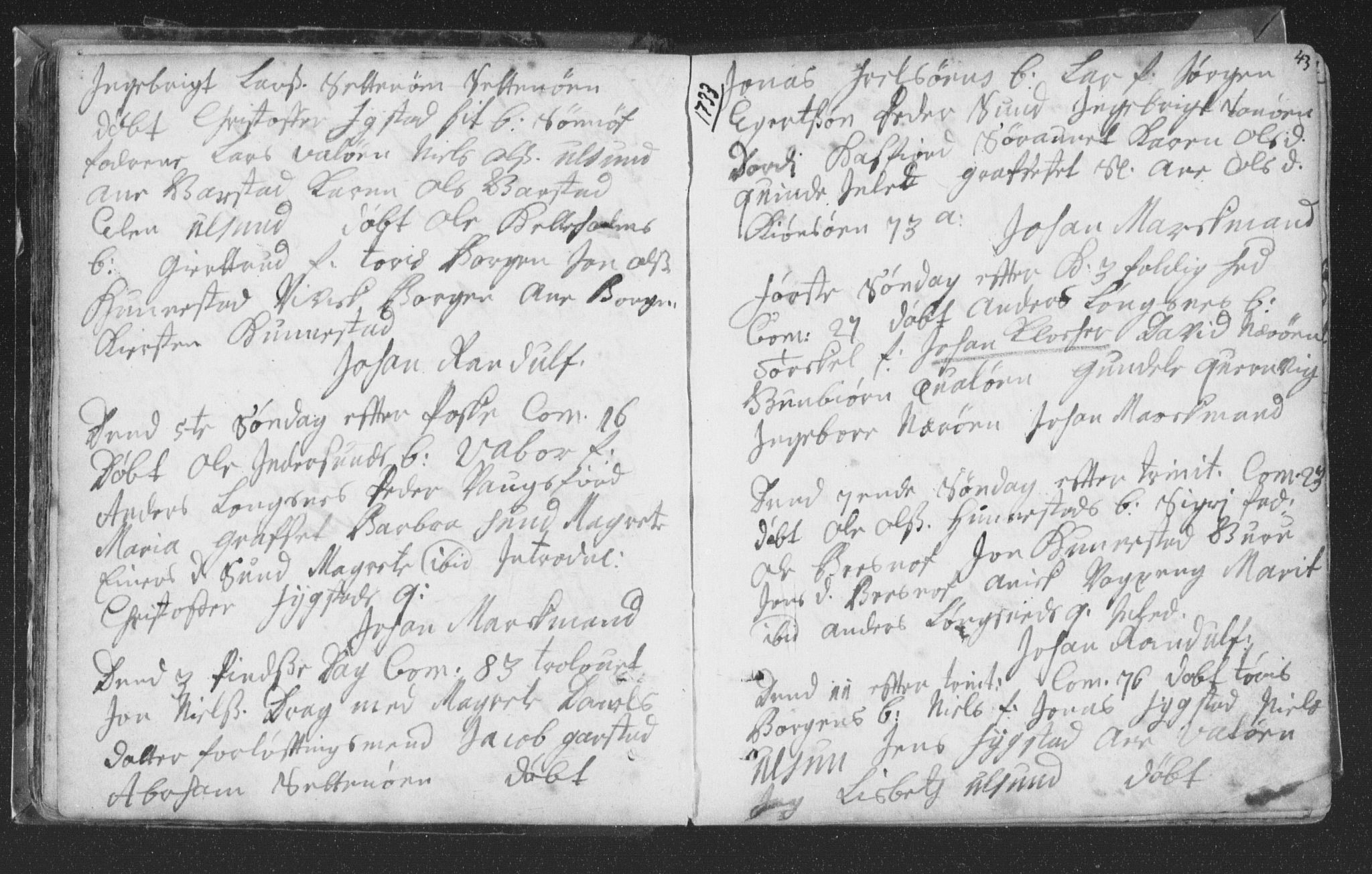Ministerialprotokoller, klokkerbøker og fødselsregistre - Nord-Trøndelag, SAT/A-1458/786/L0685: Parish register (official) no. 786A01, 1710-1798, p. 43