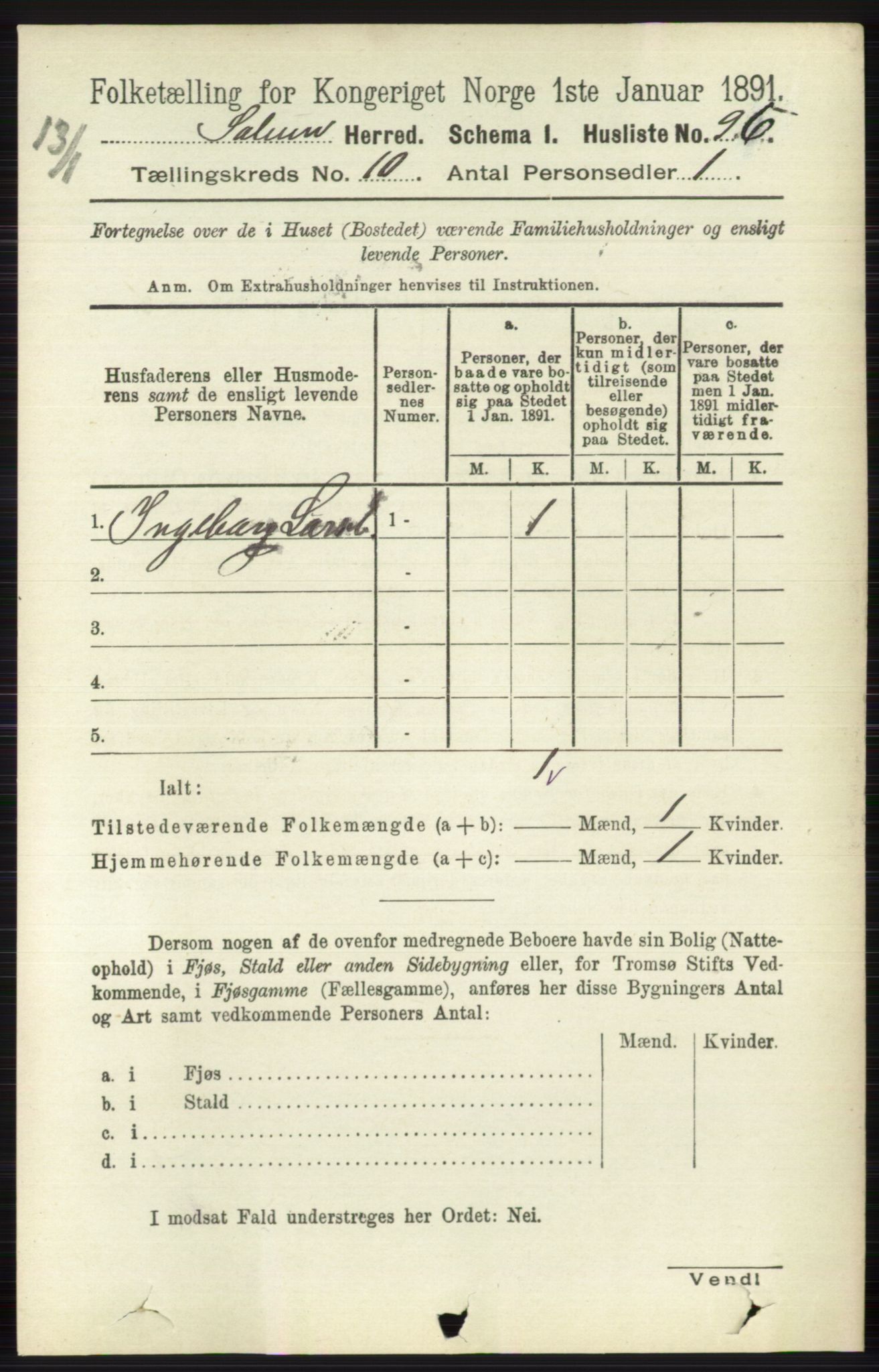 RA, 1891 census for 0818 Solum, 1891, p. 4686