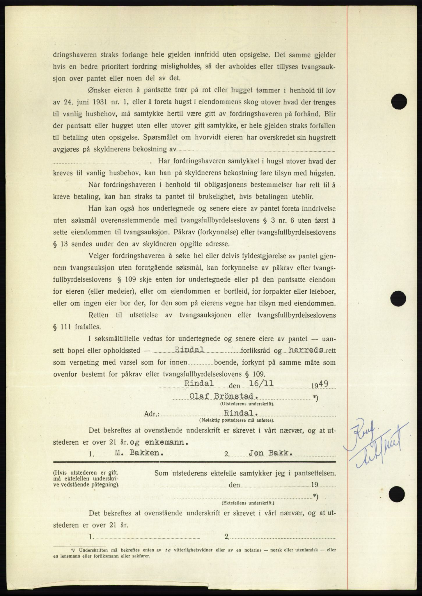 Nordmøre sorenskriveri, AV/SAT-A-4132/1/2/2Ca: Mortgage book no. B103, 1949-1950, Diary no: : 3625/1949