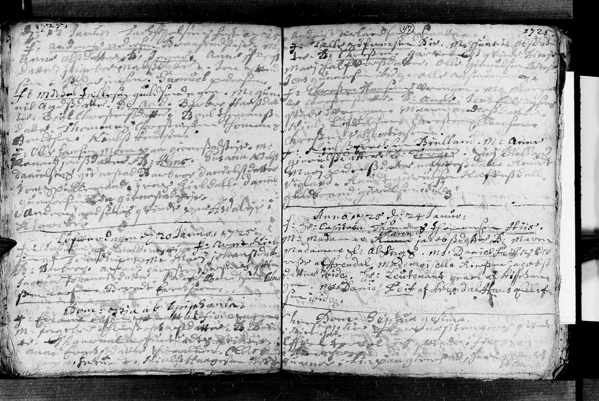 Øyestad sokneprestkontor, AV/SAK-1111-0049/F/Fa/L0003: Parish register (official) no. A 3, 1722-1730, p. 47