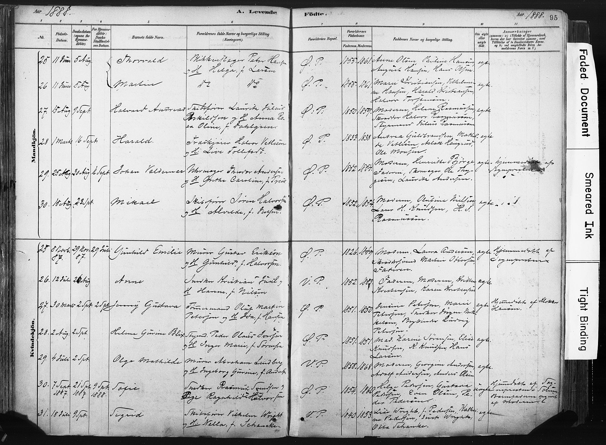 Porsgrunn kirkebøker , AV/SAKO-A-104/F/Fa/L0008: Parish register (official) no. 8, 1878-1895, p. 95