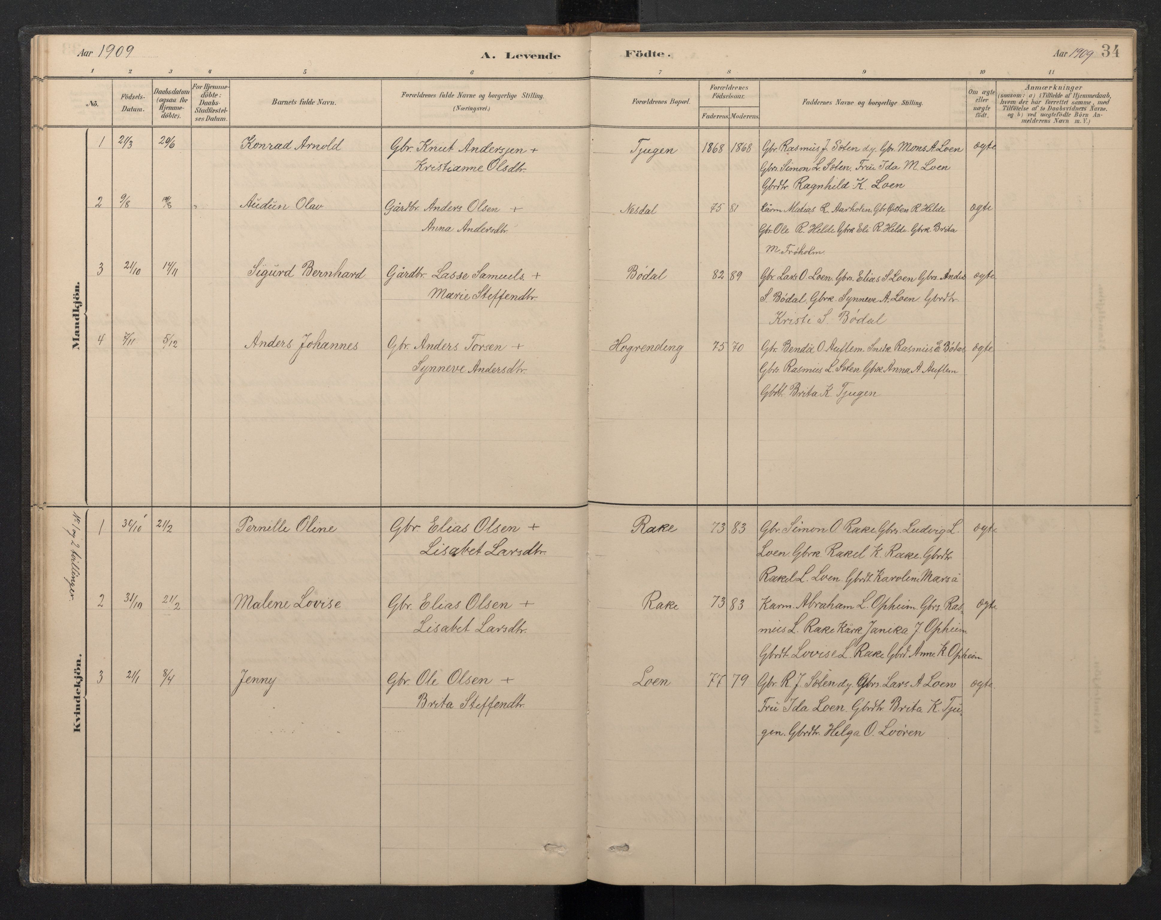 Stryn Sokneprestembete, AV/SAB-A-82501: Parish register (copy) no. B 3, 1881-1918, p. 33b-34a