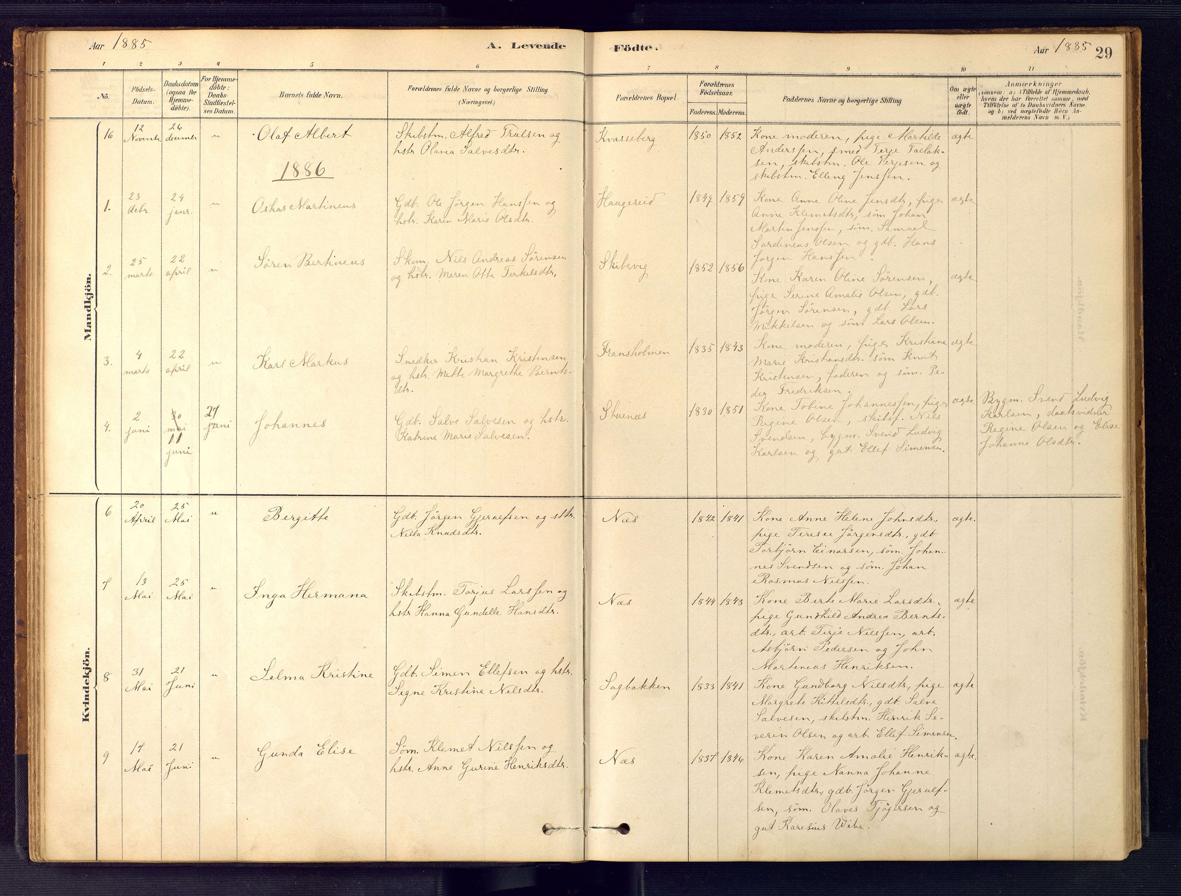 Austre Moland sokneprestkontor, AV/SAK-1111-0001/F/Fb/Fbb/L0001: Parish register (copy) no. B 1, 1878-1904, p. 29