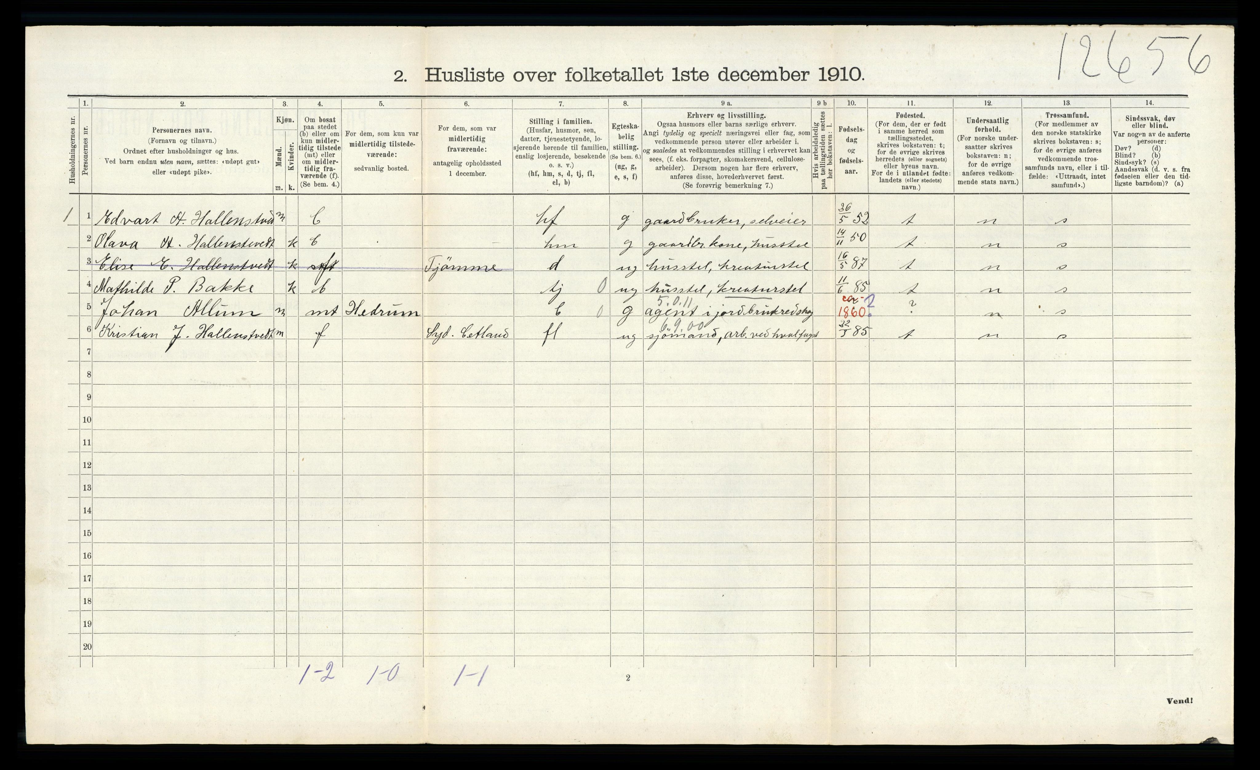 RA, 1910 census for Andebu, 1910, p. 378