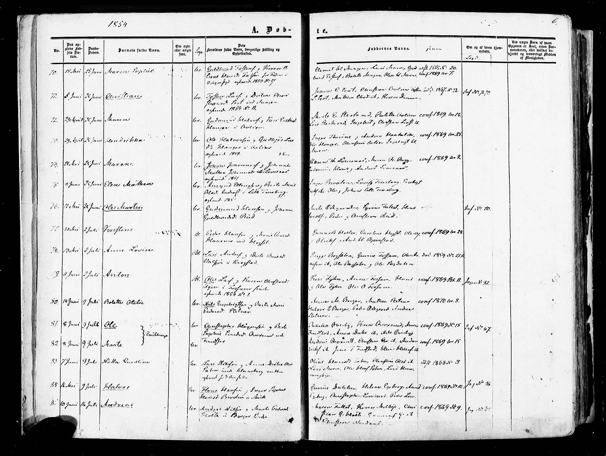 Aurskog prestekontor Kirkebøker, AV/SAO-A-10304a/F/Fa/L0007: Parish register (official) no. I 7, 1854-1877, p. 6