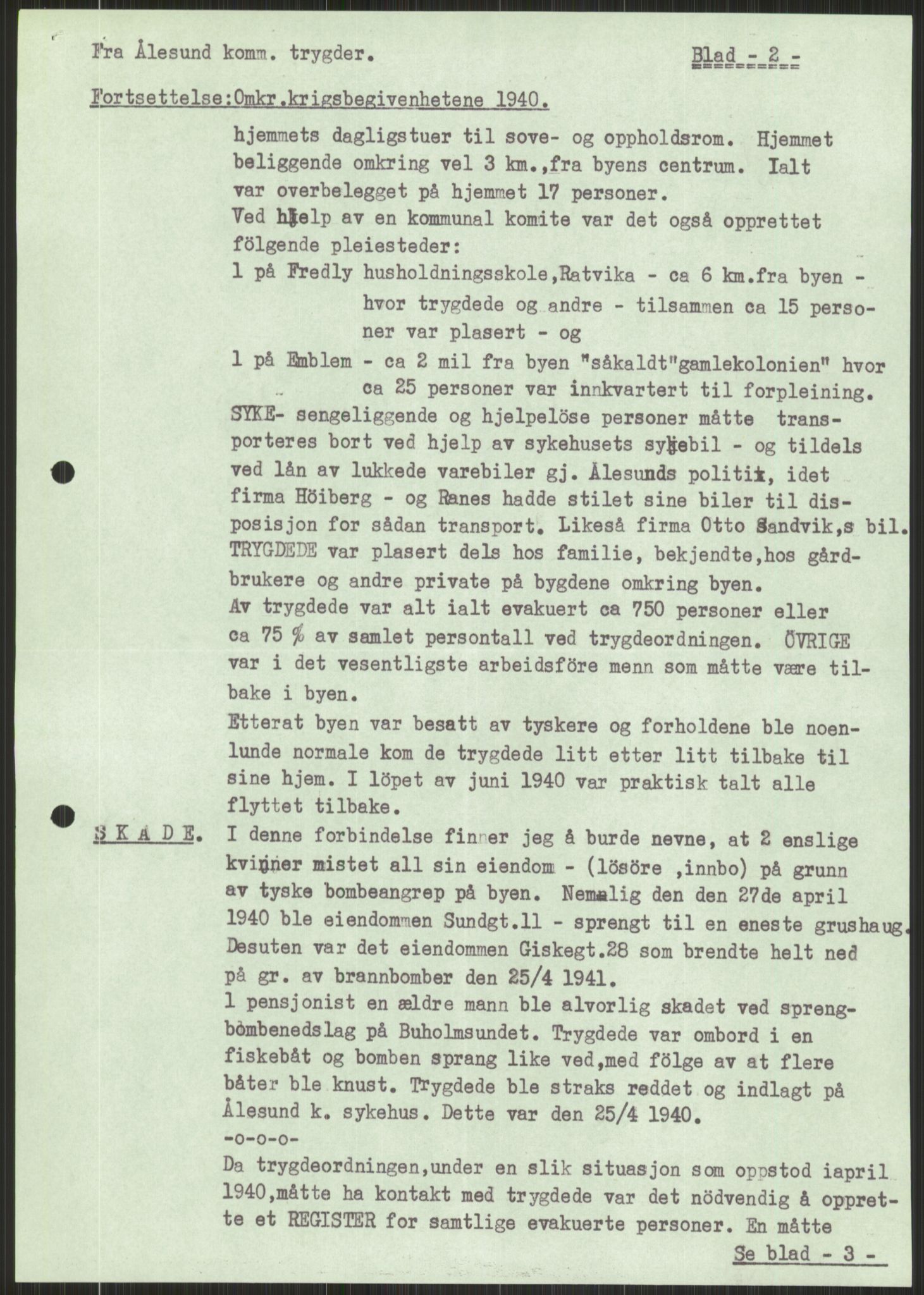 Forsvaret, Forsvarets krigshistoriske avdeling, AV/RA-RAFA-2017/Y/Ya/L0015: II-C-11-31 - Fylkesmenn.  Rapporter om krigsbegivenhetene 1940., 1940, p. 923