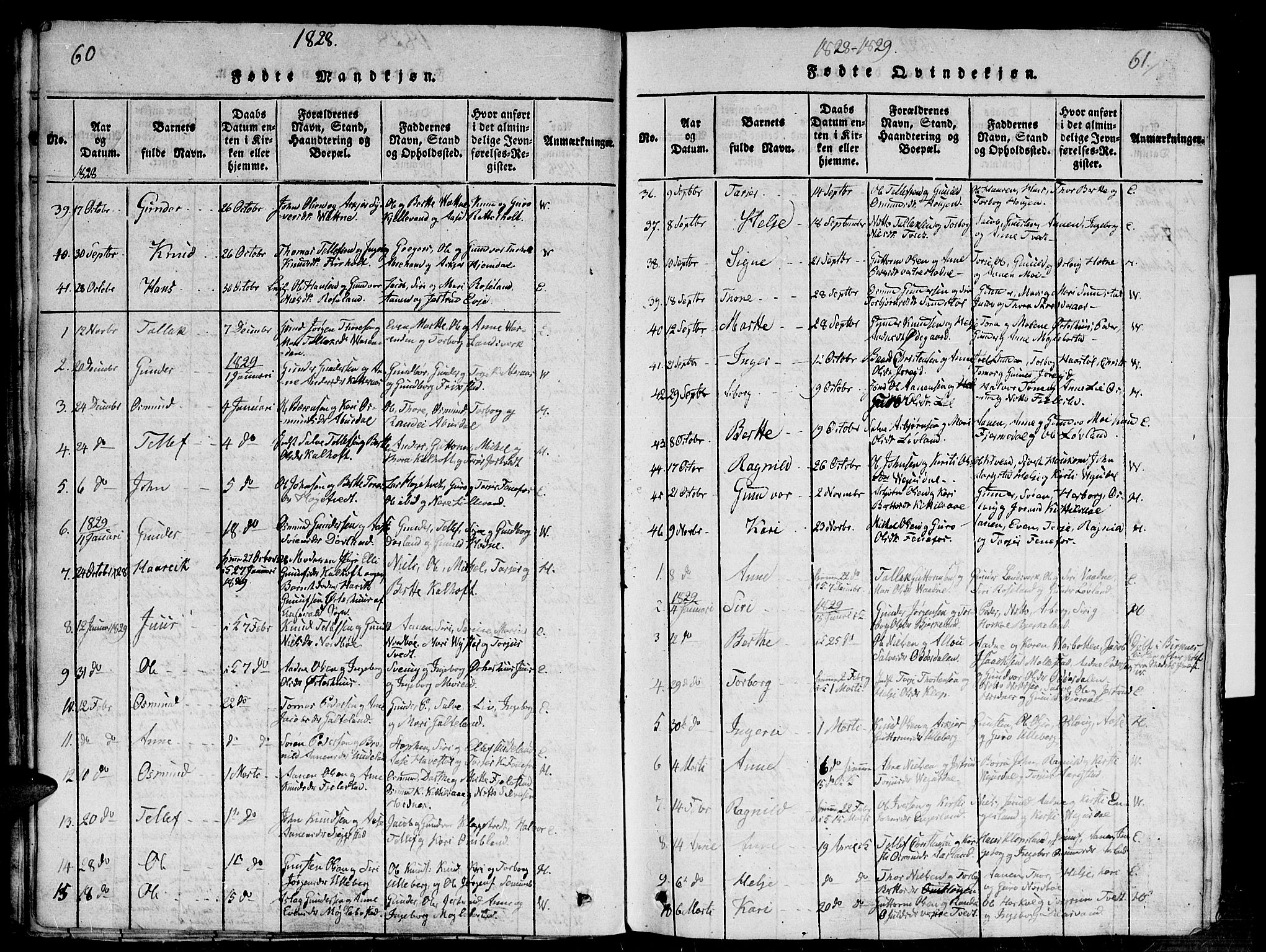 Evje sokneprestkontor, SAK/1111-0008/F/Fb/Fba/L0001: Parish register (copy) no. B 1, 1816-1842, p. 60-61