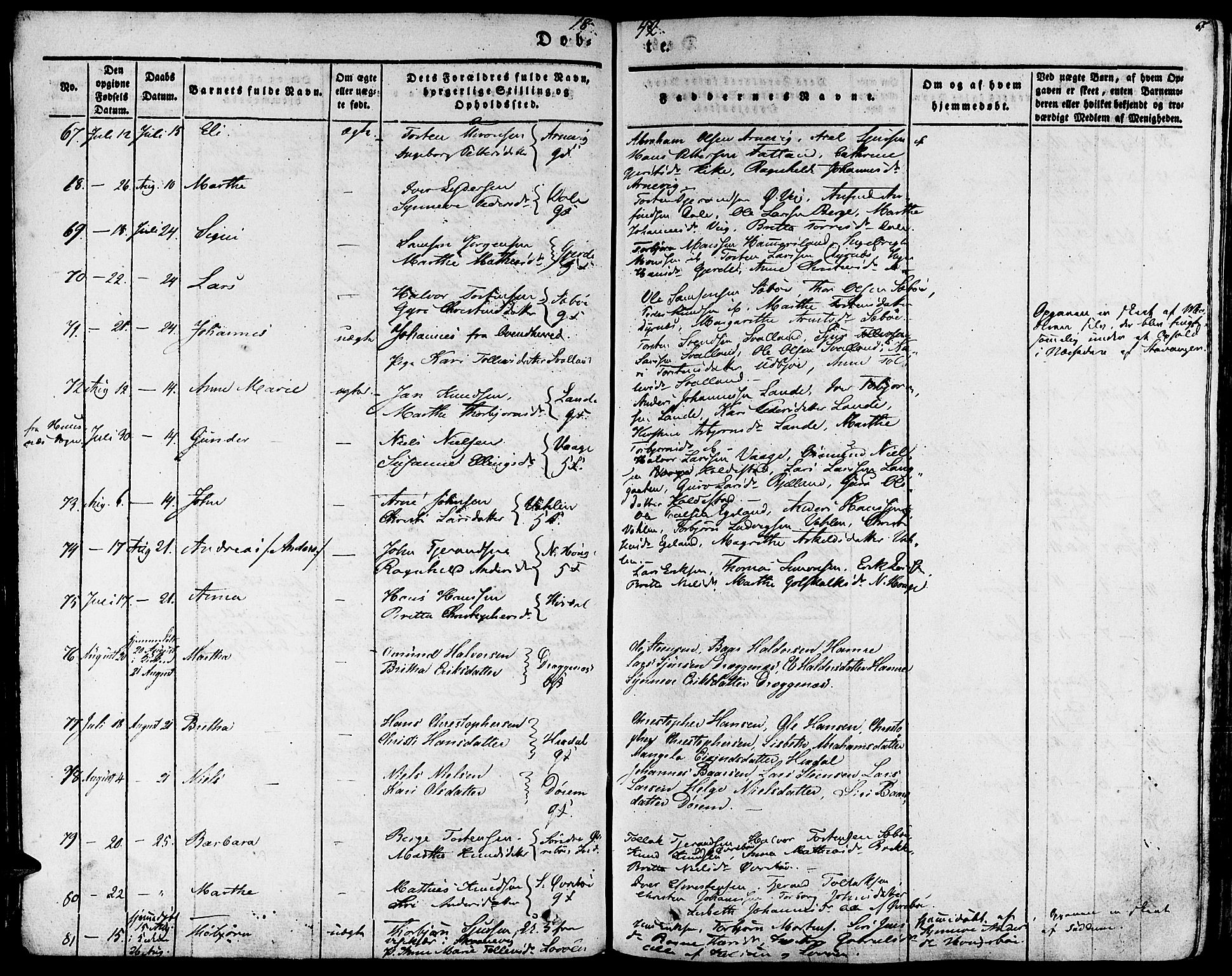 Fjelberg sokneprestembete, SAB/A-75201/H/Haa: Parish register (official) no. A 6, 1835-1851, p. 67