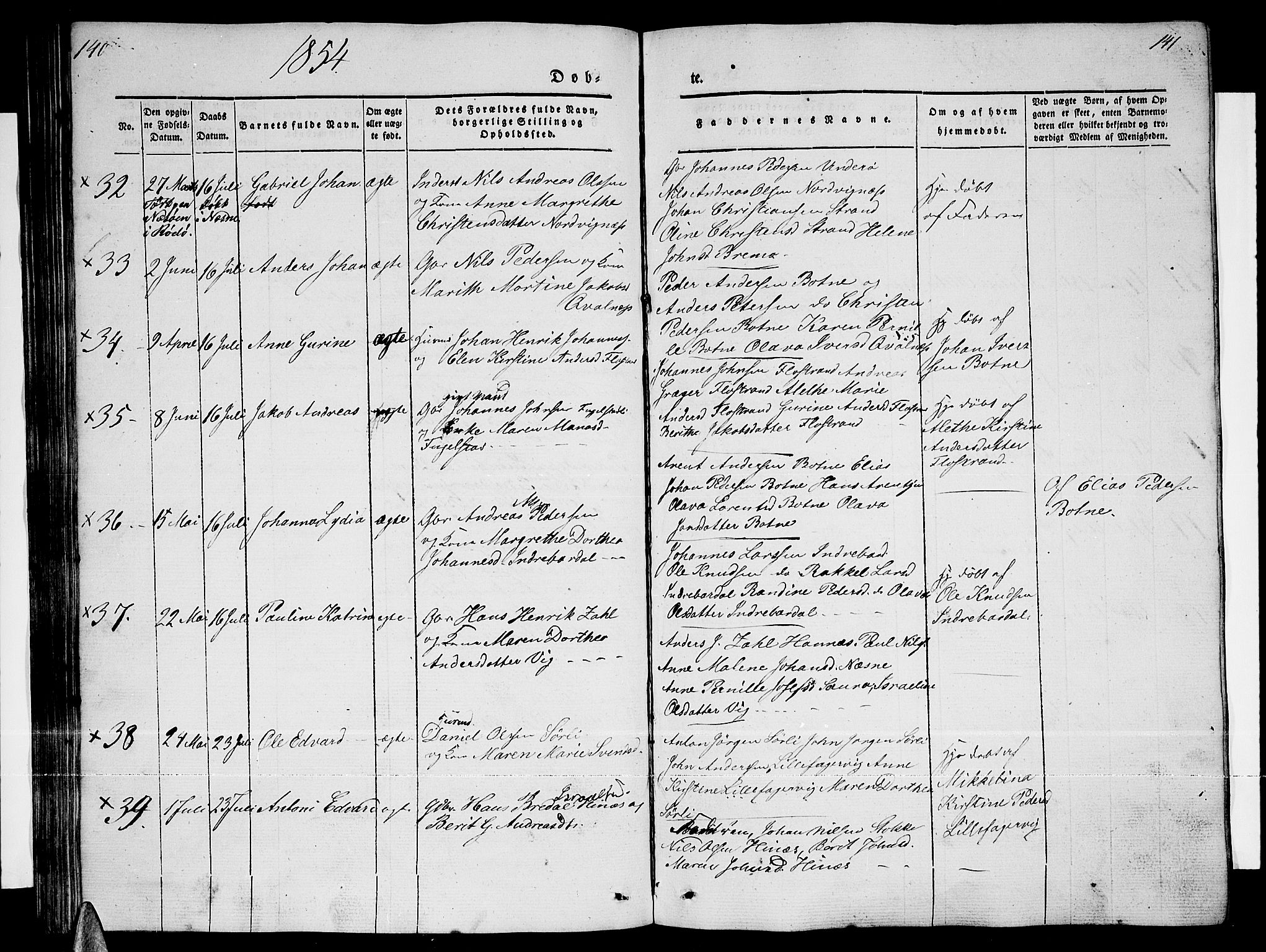 Ministerialprotokoller, klokkerbøker og fødselsregistre - Nordland, AV/SAT-A-1459/838/L0555: Parish register (copy) no. 838C02, 1842-1861, p. 140-141