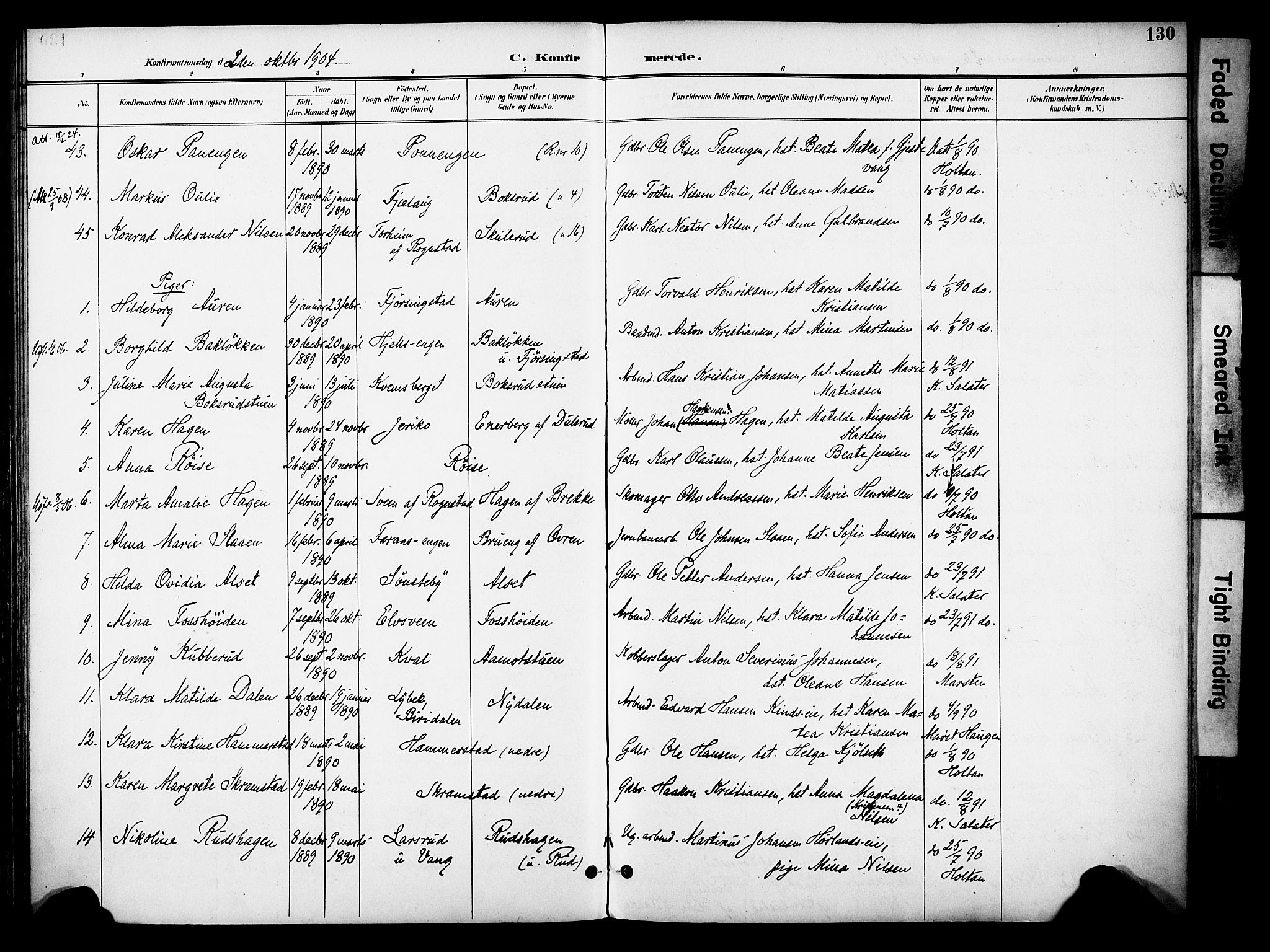 Østre Toten prestekontor, AV/SAH-PREST-104/H/Ha/Haa/L0009: Parish register (official) no. 9, 1897-1913, p. 130