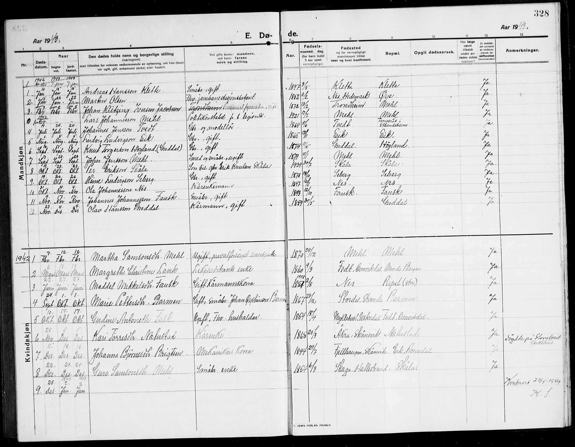 Kvinnherad sokneprestembete, SAB/A-76401/H/Hab: Parish register (copy) no. A 3, 1911-1945, p. 328