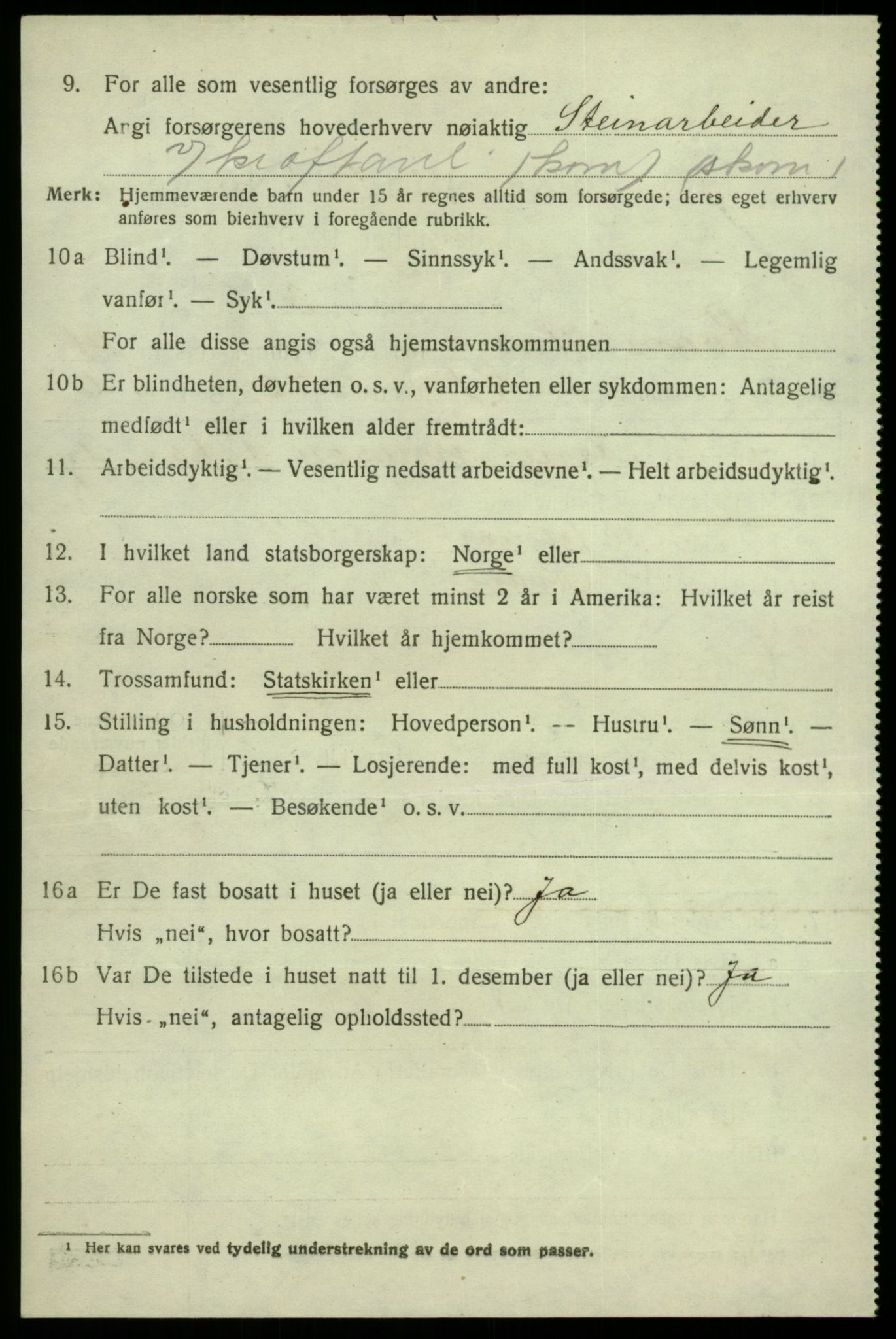 SAB, 1920 census for Kvam, 1920, p. 8658