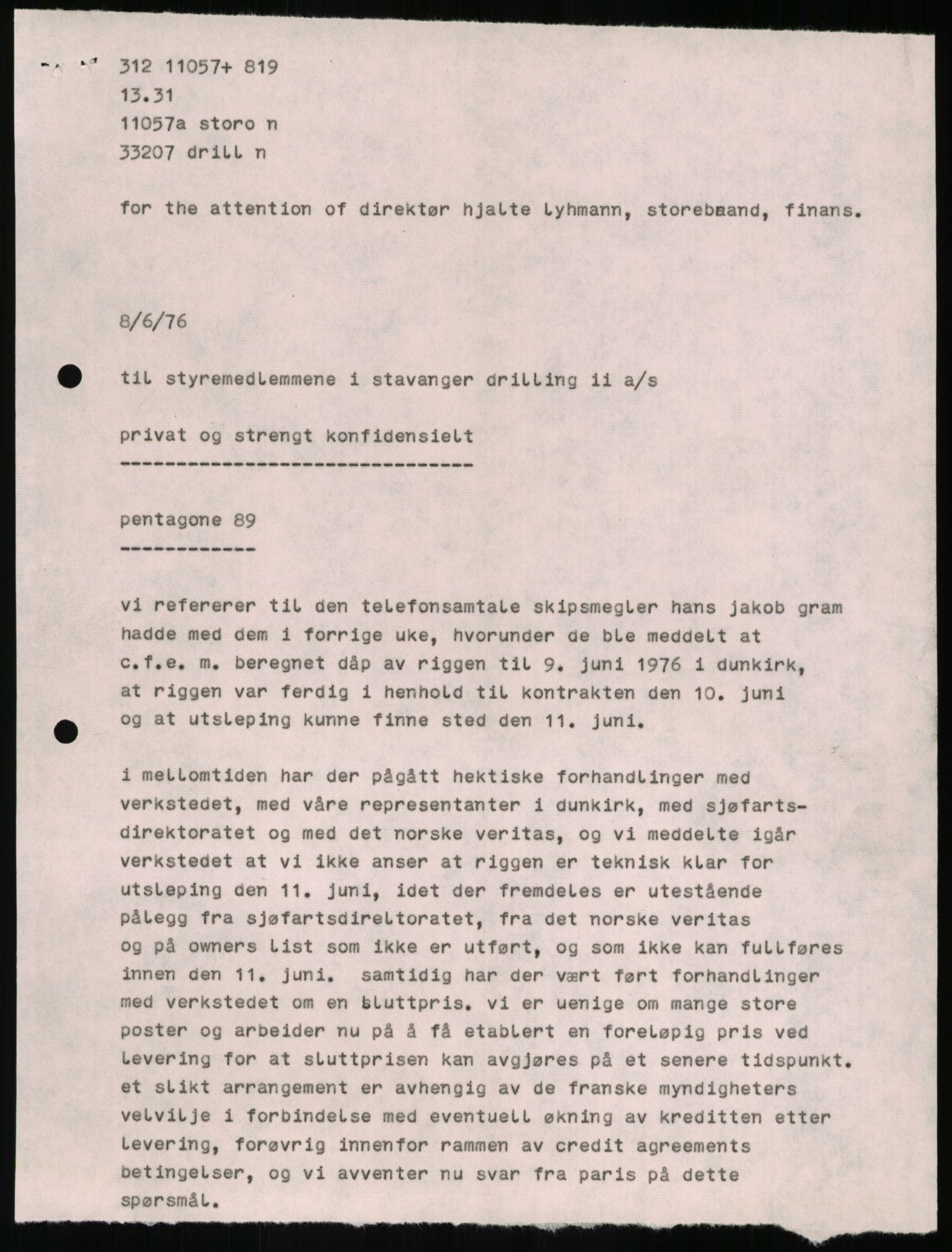 Pa 1503 - Stavanger Drilling AS, AV/SAST-A-101906/A/Ab/Abc/L0006: Styrekorrespondanse Stavanger Drilling II A/S, 1974-1977, p. 385