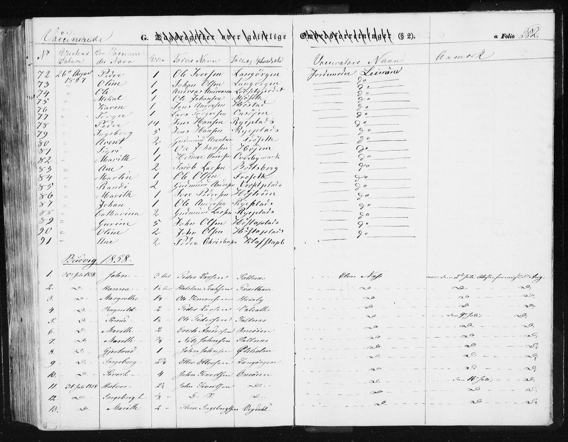 Ministerialprotokoller, klokkerbøker og fødselsregistre - Sør-Trøndelag, SAT/A-1456/612/L0376: Parish register (official) no. 612A08, 1846-1859, p. 352