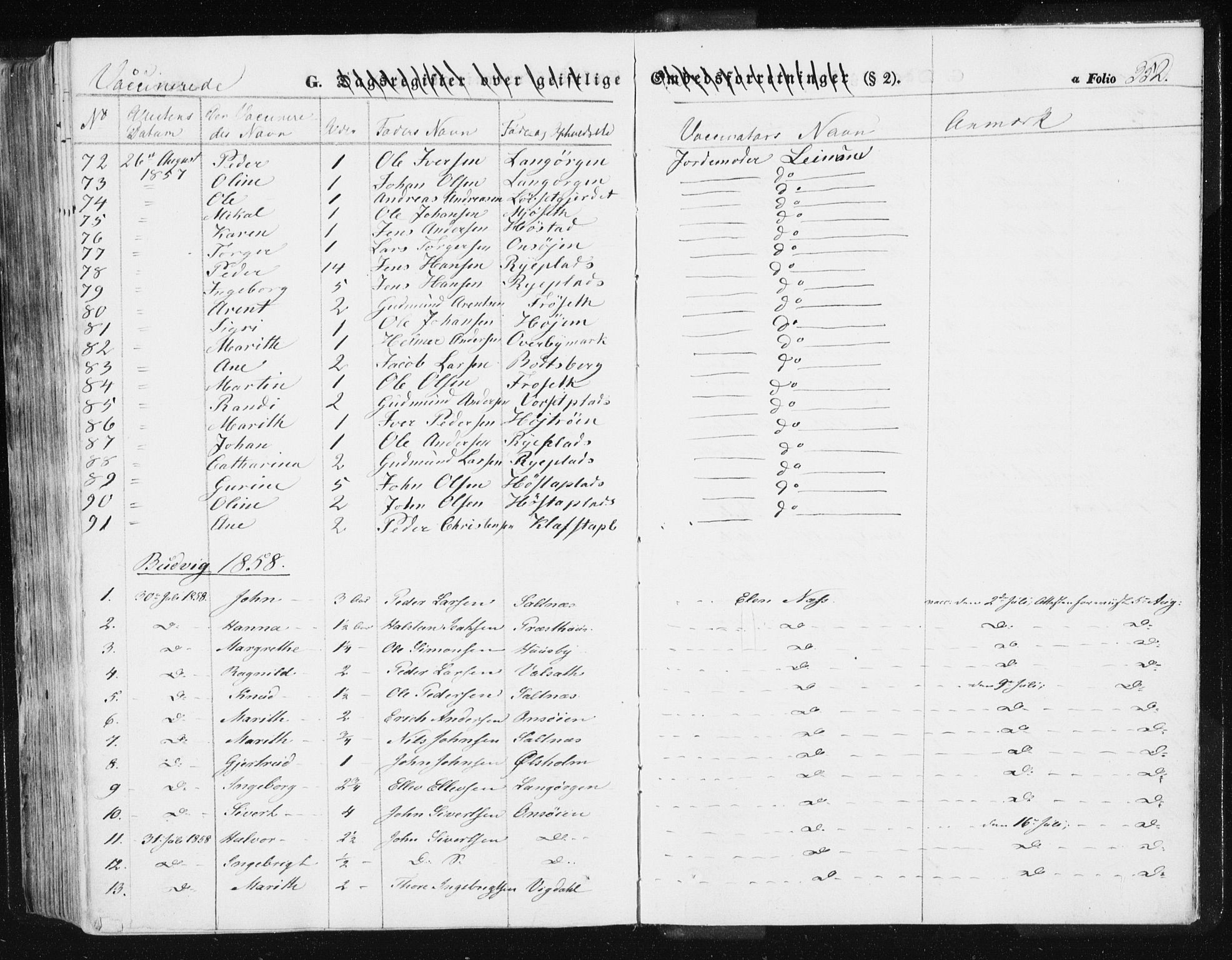 Ministerialprotokoller, klokkerbøker og fødselsregistre - Sør-Trøndelag, AV/SAT-A-1456/612/L0376: Parish register (official) no. 612A08, 1846-1859, p. 352