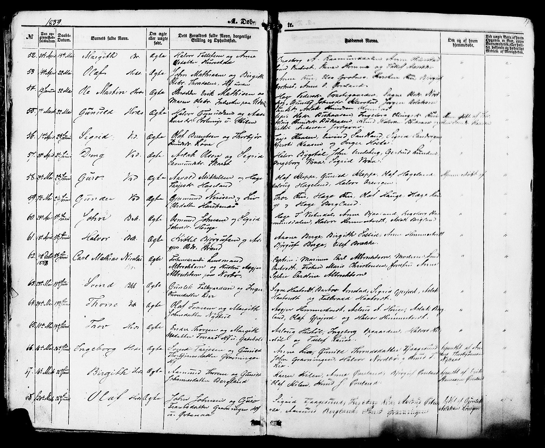 Kviteseid kirkebøker, AV/SAKO-A-276/F/Fa/L0007: Parish register (official) no. I 7, 1859-1881, p. 4