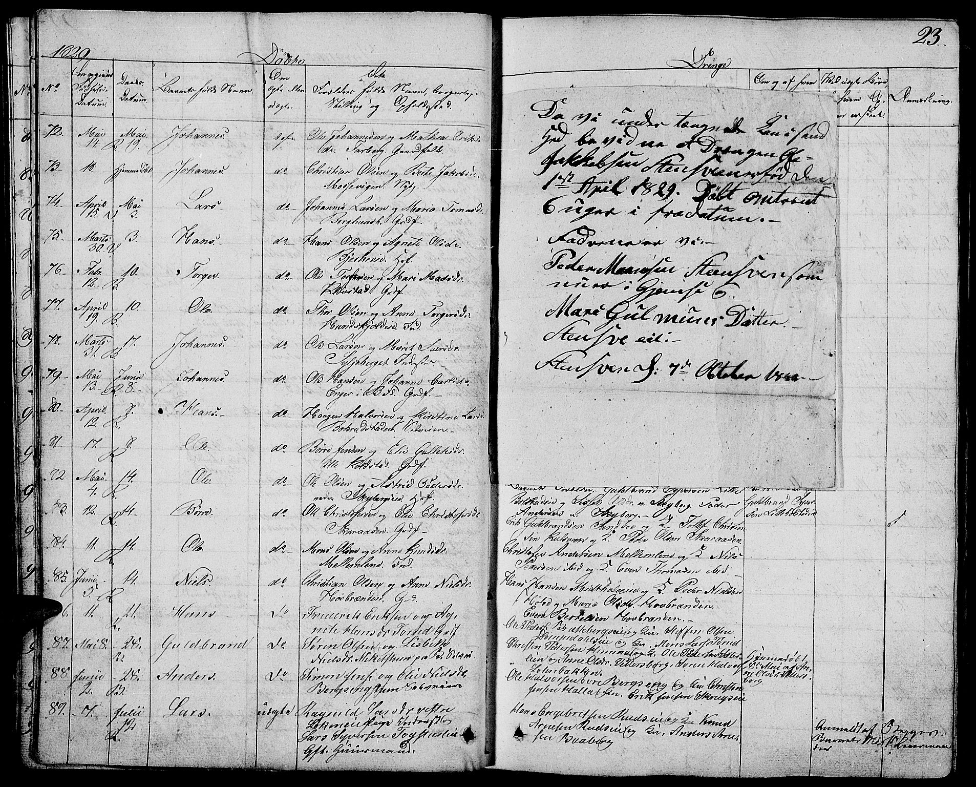 Ringsaker prestekontor, AV/SAH-PREST-014/L/La/L0004: Parish register (copy) no. 4, 1827-1838, p. 23