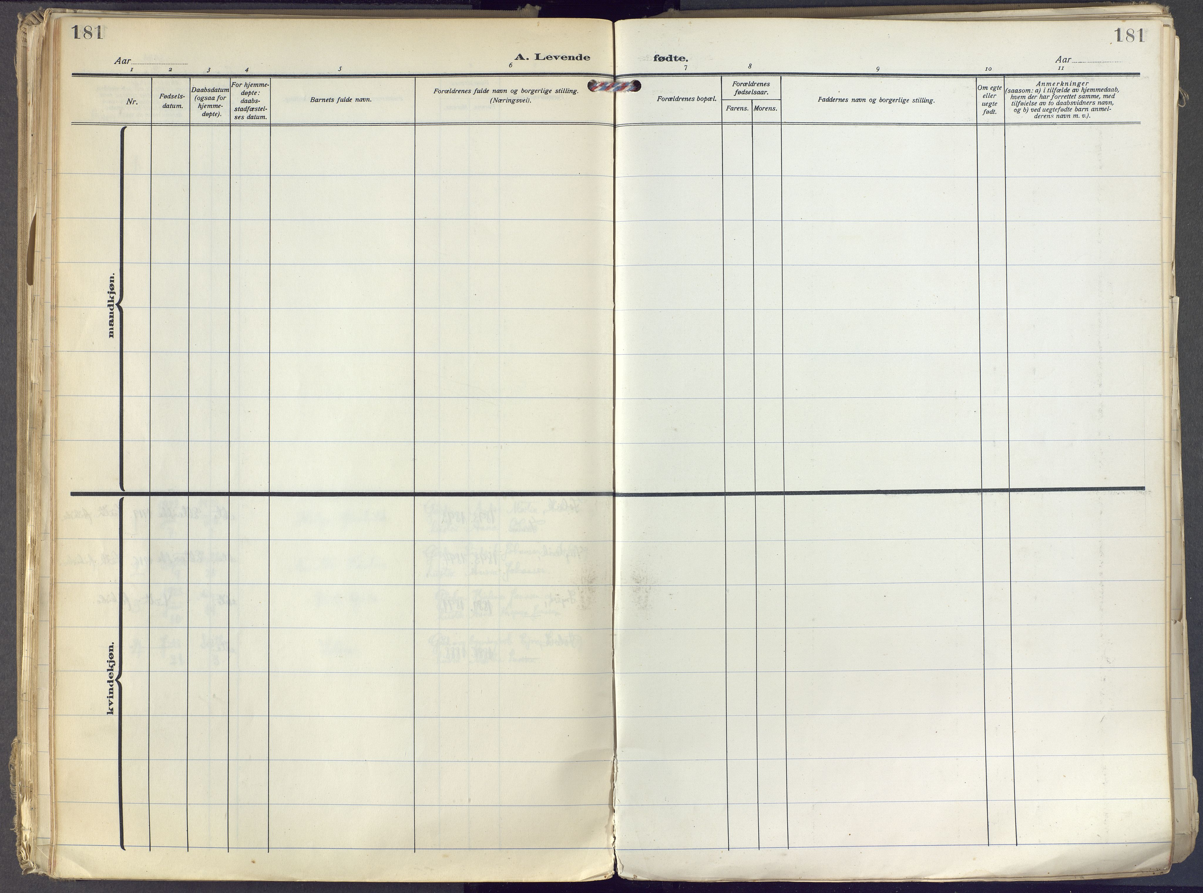 Brunlanes kirkebøker, AV/SAKO-A-342/F/Fc/L0004: Parish register (official) no. III 4, 1923-1943, p. 181