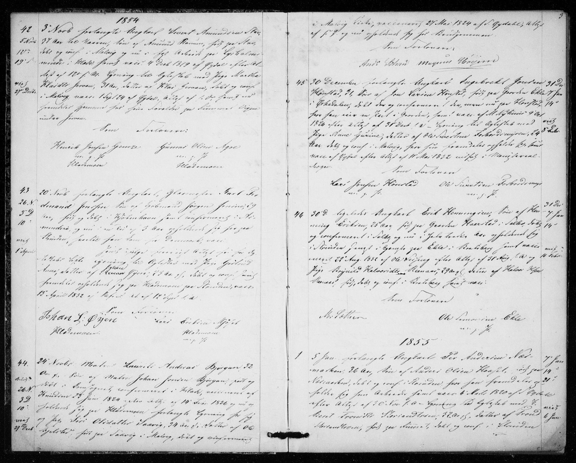 Ministerialprotokoller, klokkerbøker og fødselsregistre - Sør-Trøndelag, AV/SAT-A-1456/606/L0297: Banns register no. 606A12, 1854-1861, p. 3