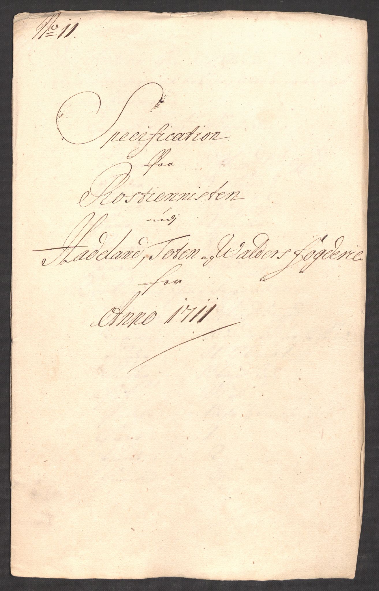 Rentekammeret inntil 1814, Reviderte regnskaper, Fogderegnskap, AV/RA-EA-4092/R18/L1308: Fogderegnskap Hadeland, Toten og Valdres, 1711, p. 464