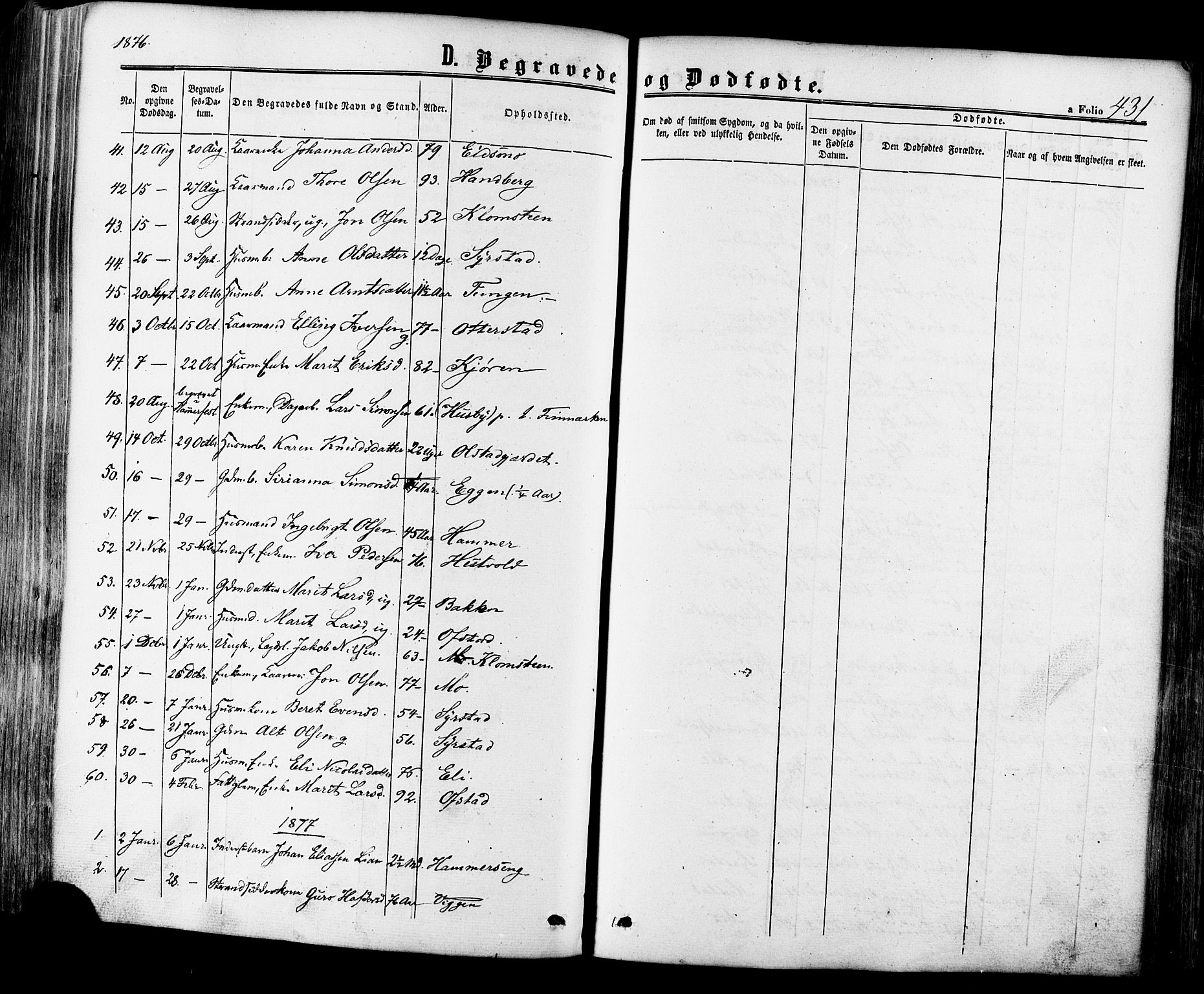 Ministerialprotokoller, klokkerbøker og fødselsregistre - Sør-Trøndelag, AV/SAT-A-1456/665/L0772: Parish register (official) no. 665A07, 1856-1878, p. 431