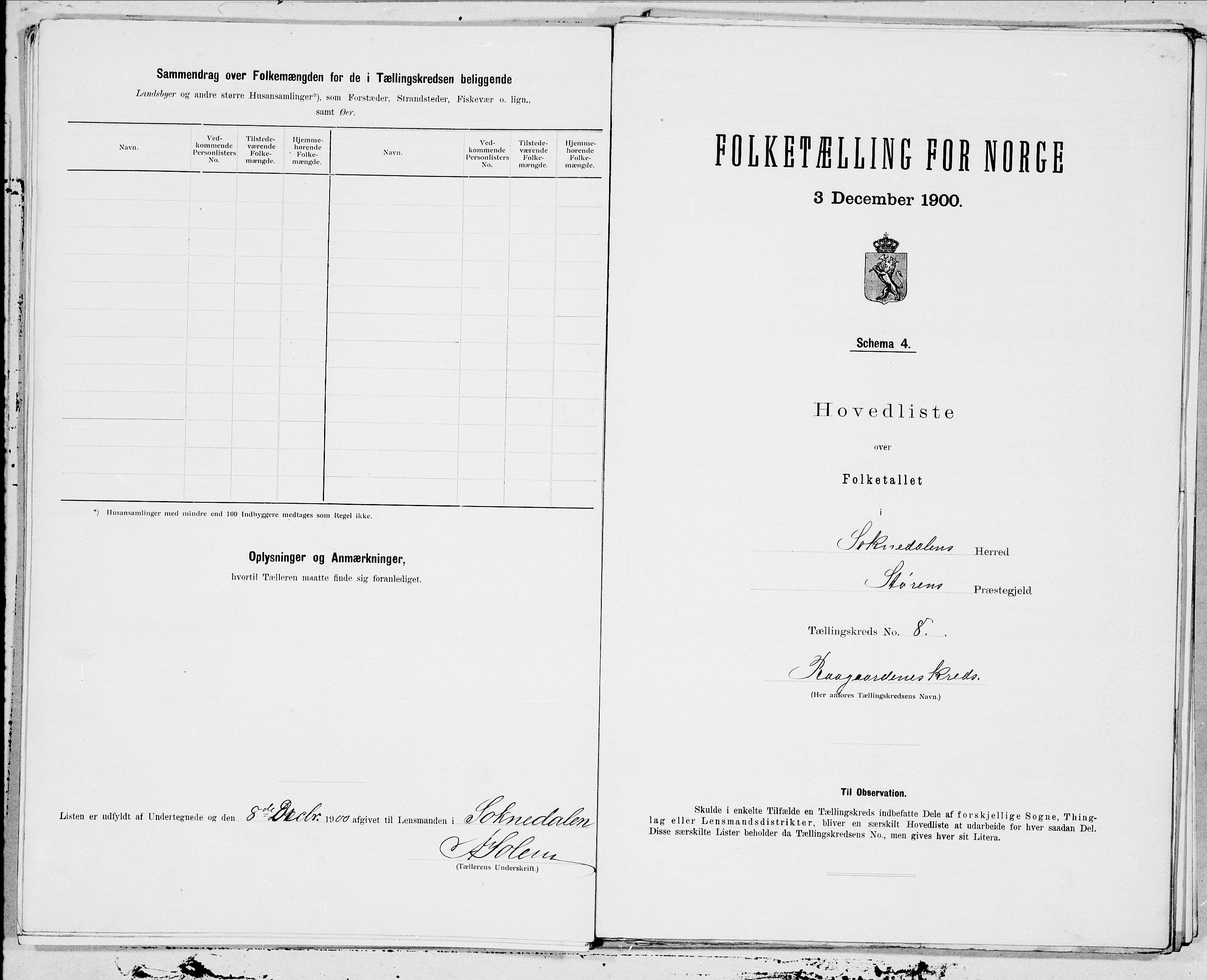 SAT, 1900 census for Soknedal, 1900, p. 17