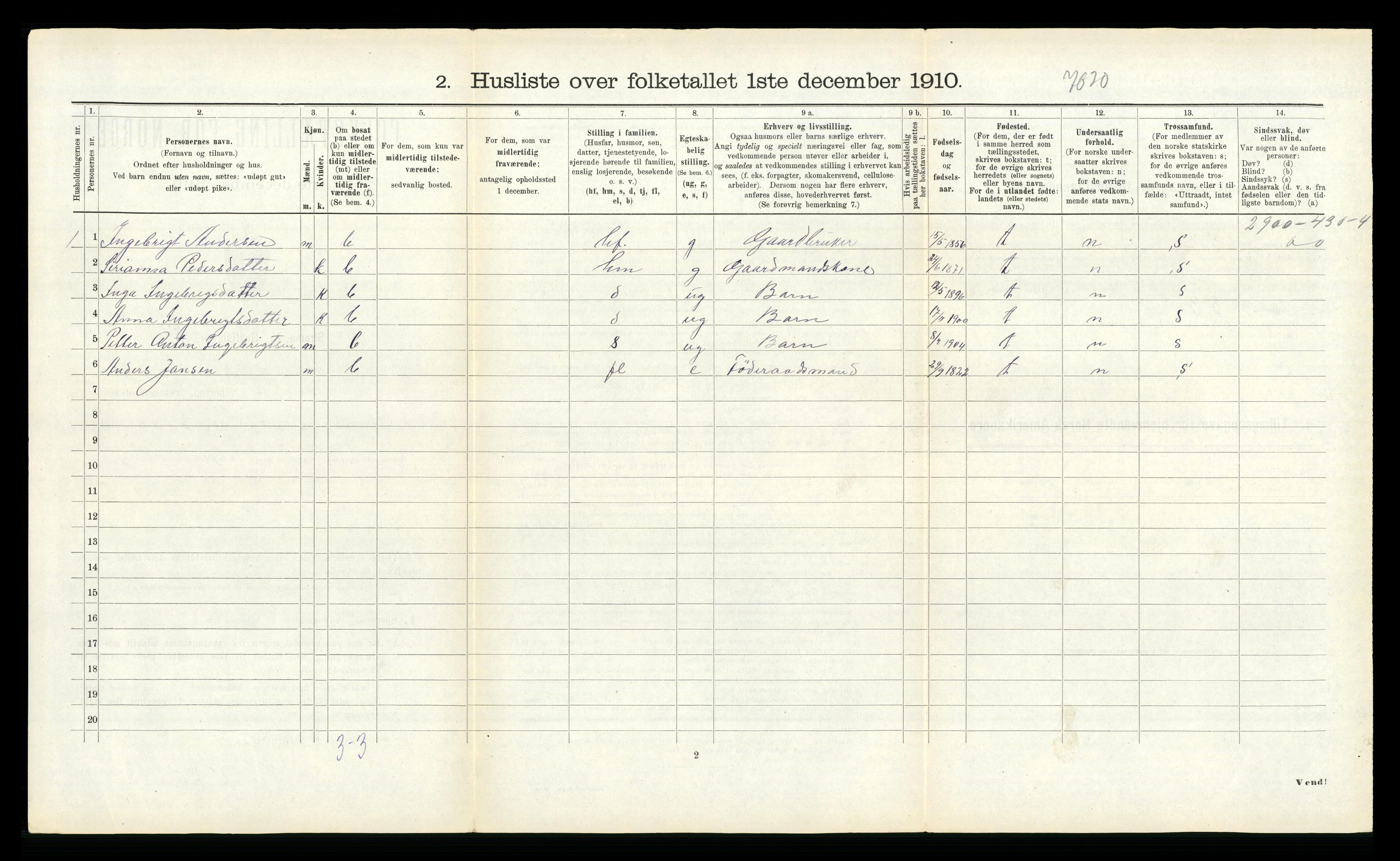 RA, 1910 census for Fræna, 1910, p. 581