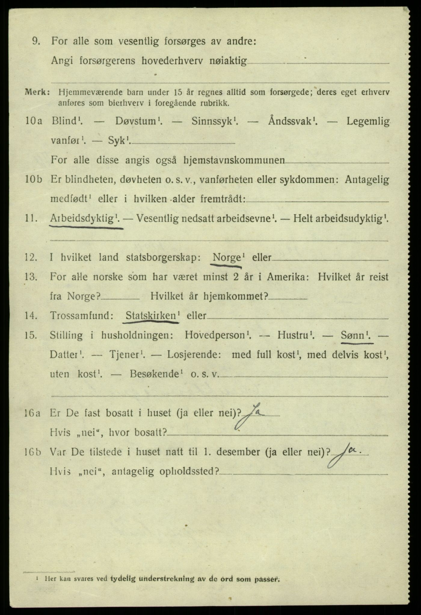 SAB, 1920 census for Jondal, 1920, p. 2487