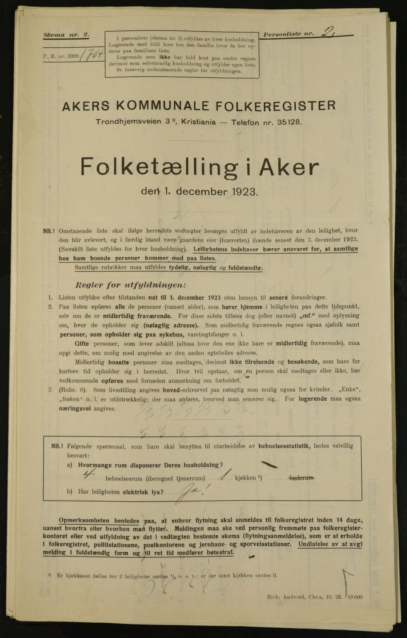 , Municipal Census 1923 for Aker, 1923, p. 33324