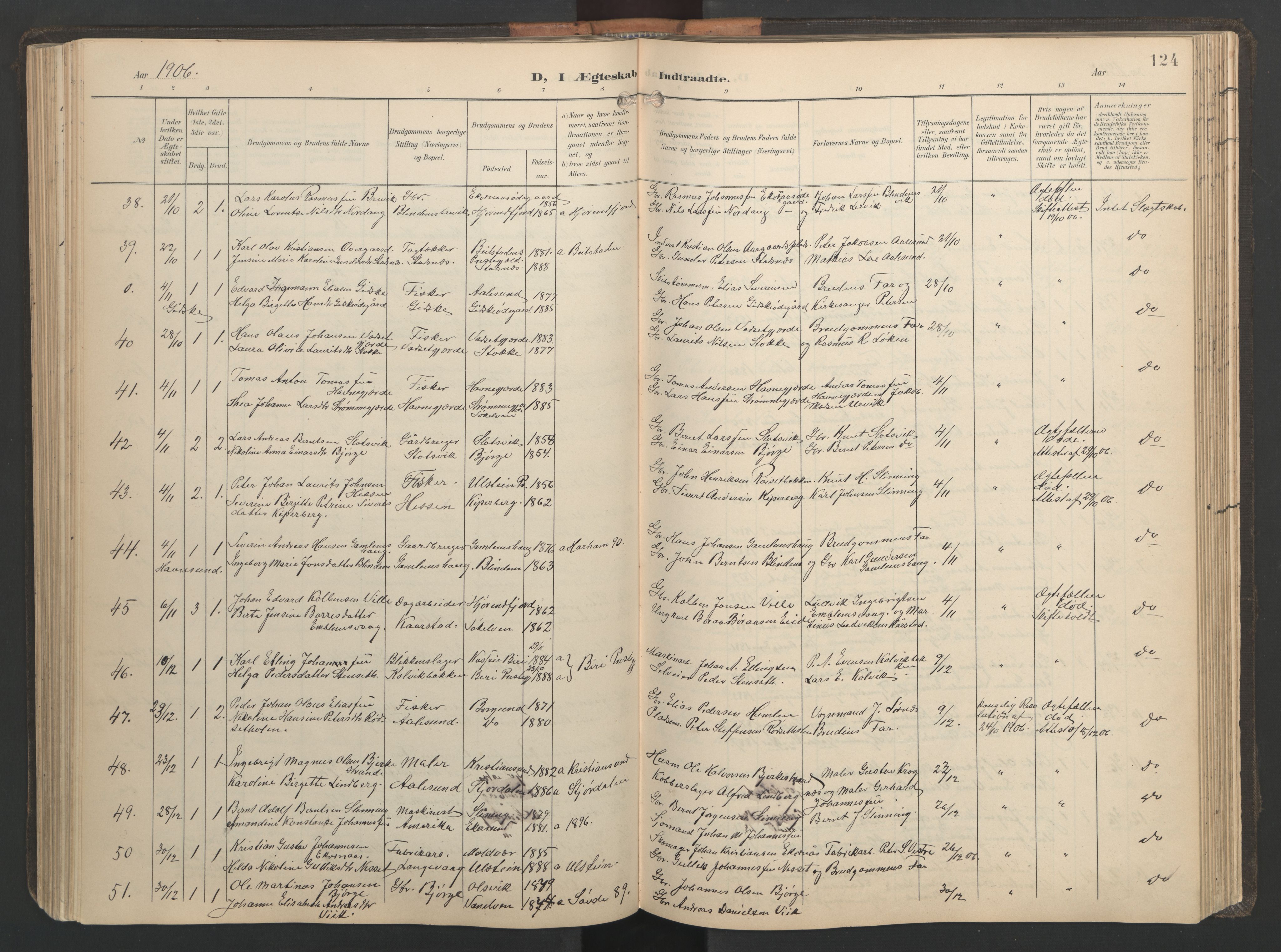 Ministerialprotokoller, klokkerbøker og fødselsregistre - Møre og Romsdal, AV/SAT-A-1454/528/L0433: Parish register (copy) no. 528C14, 1899-1922, p. 124