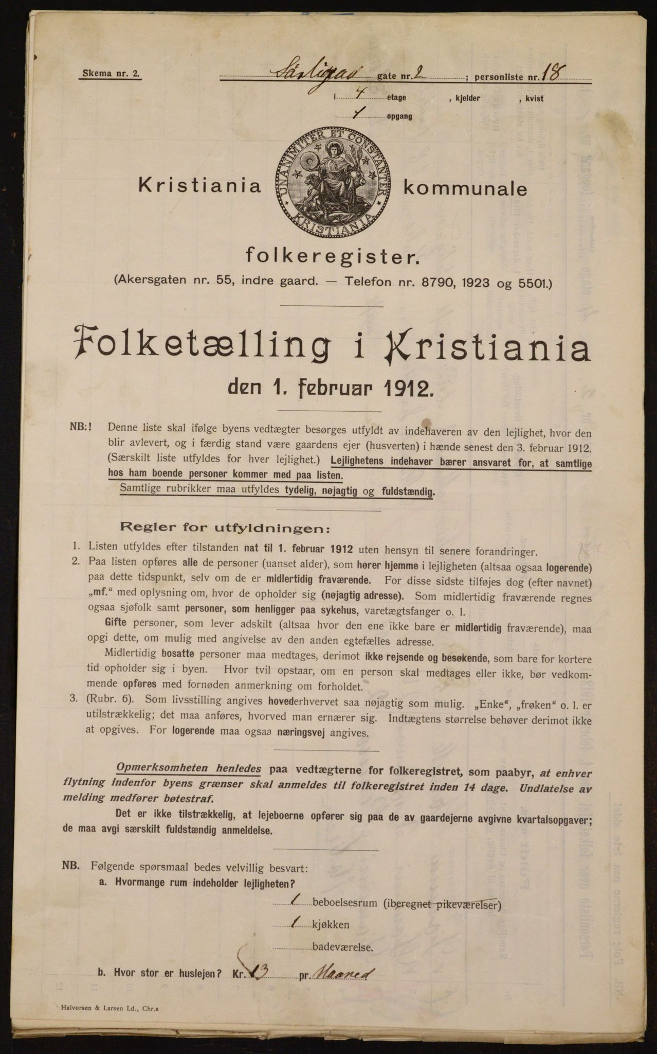 OBA, Municipal Census 1912 for Kristiania, 1912, p. 106470