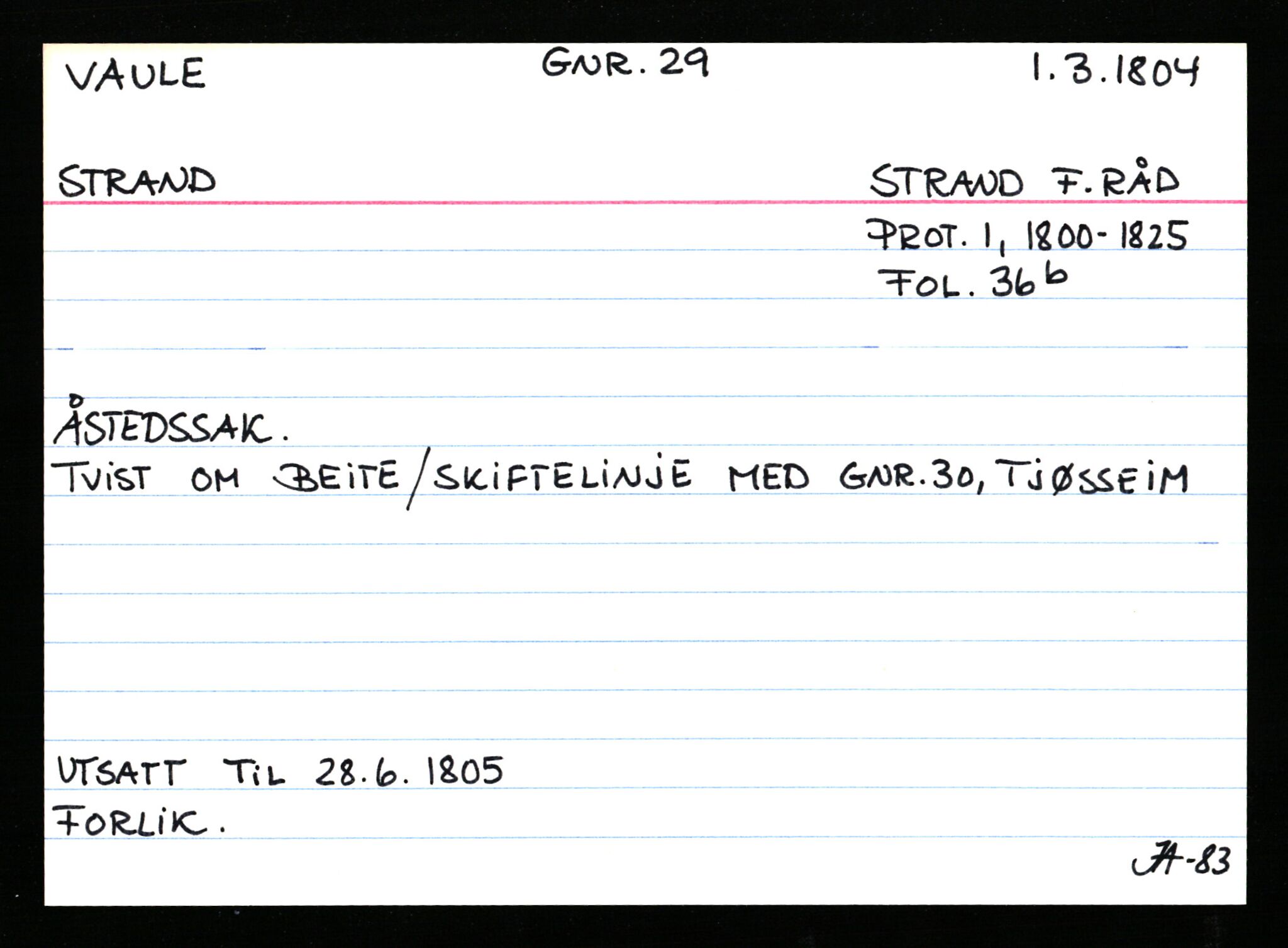 Statsarkivet i Stavanger, AV/SAST-A-101971/03/Y/Ym/L0065: Åstedskort sortert etter gårdsnavn: Vatland - Vervig, 1600-1950, p. 226