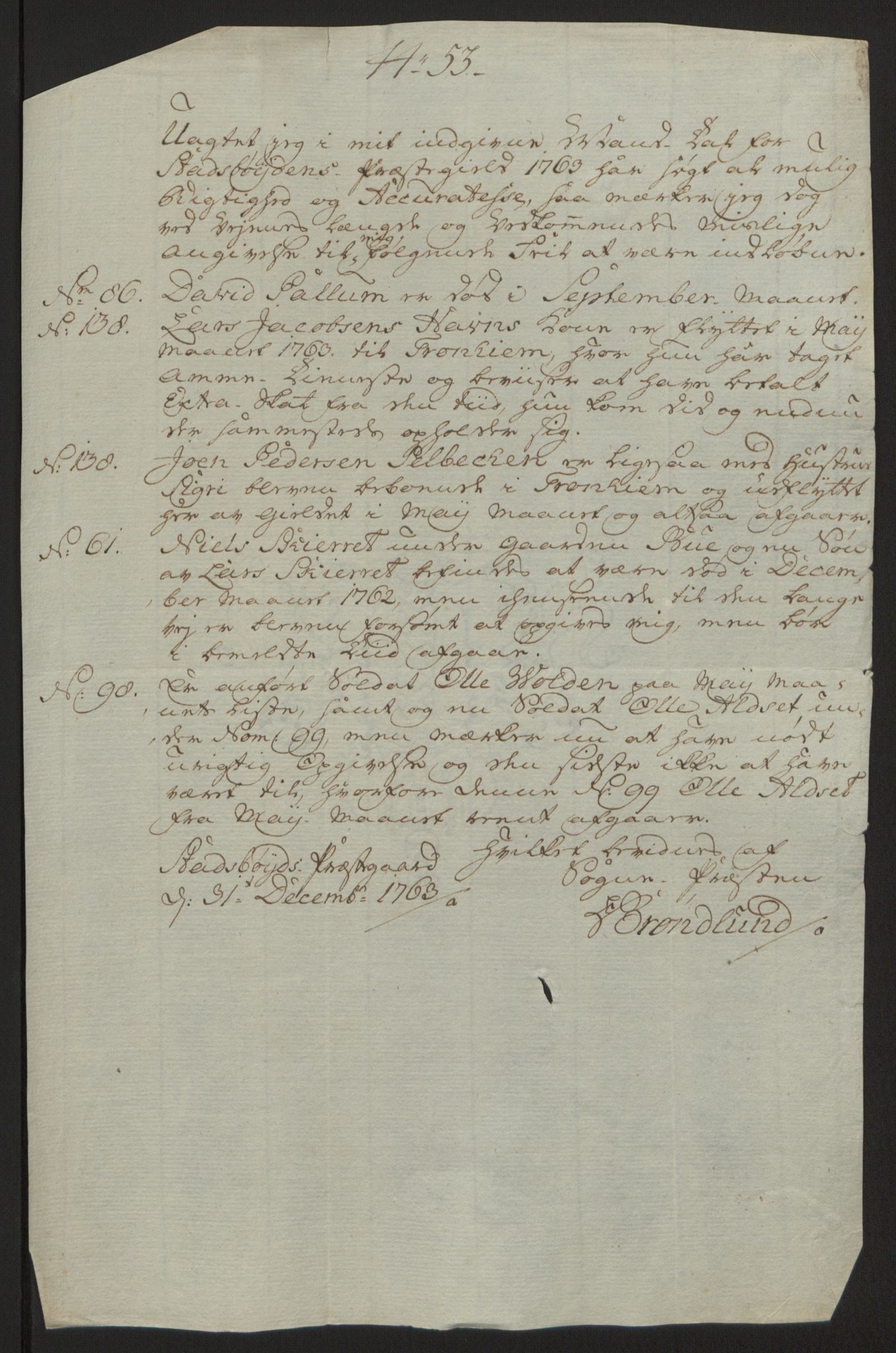 Rentekammeret inntil 1814, Reviderte regnskaper, Fogderegnskap, AV/RA-EA-4092/R57/L3930: Ekstraskatten Fosen, 1762-1763, p. 288