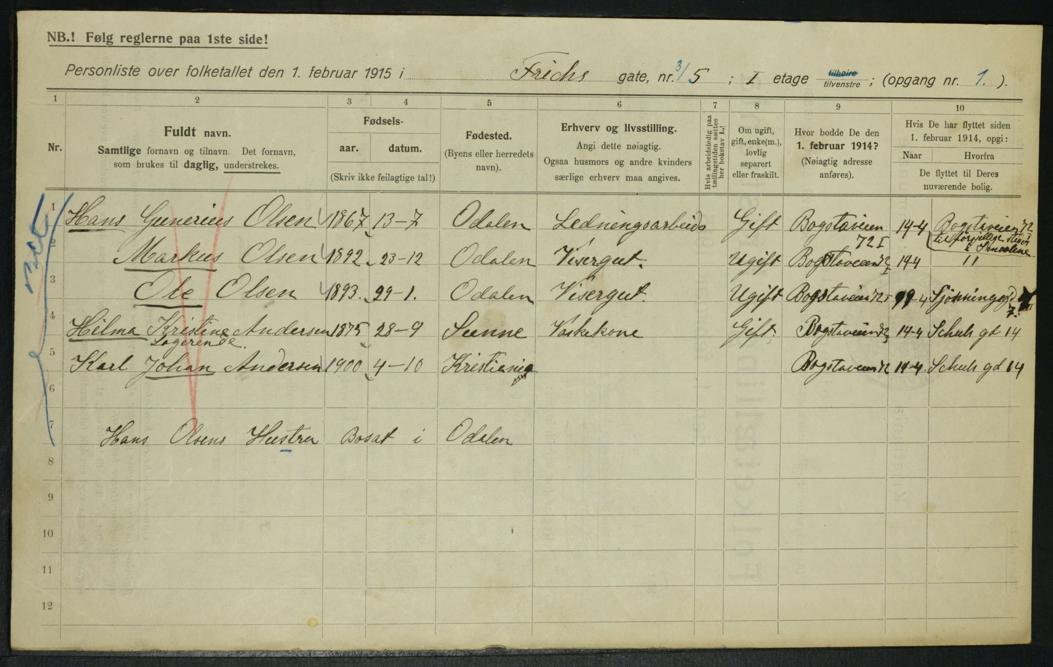 OBA, Municipal Census 1915 for Kristiania, 1915, p. 26420