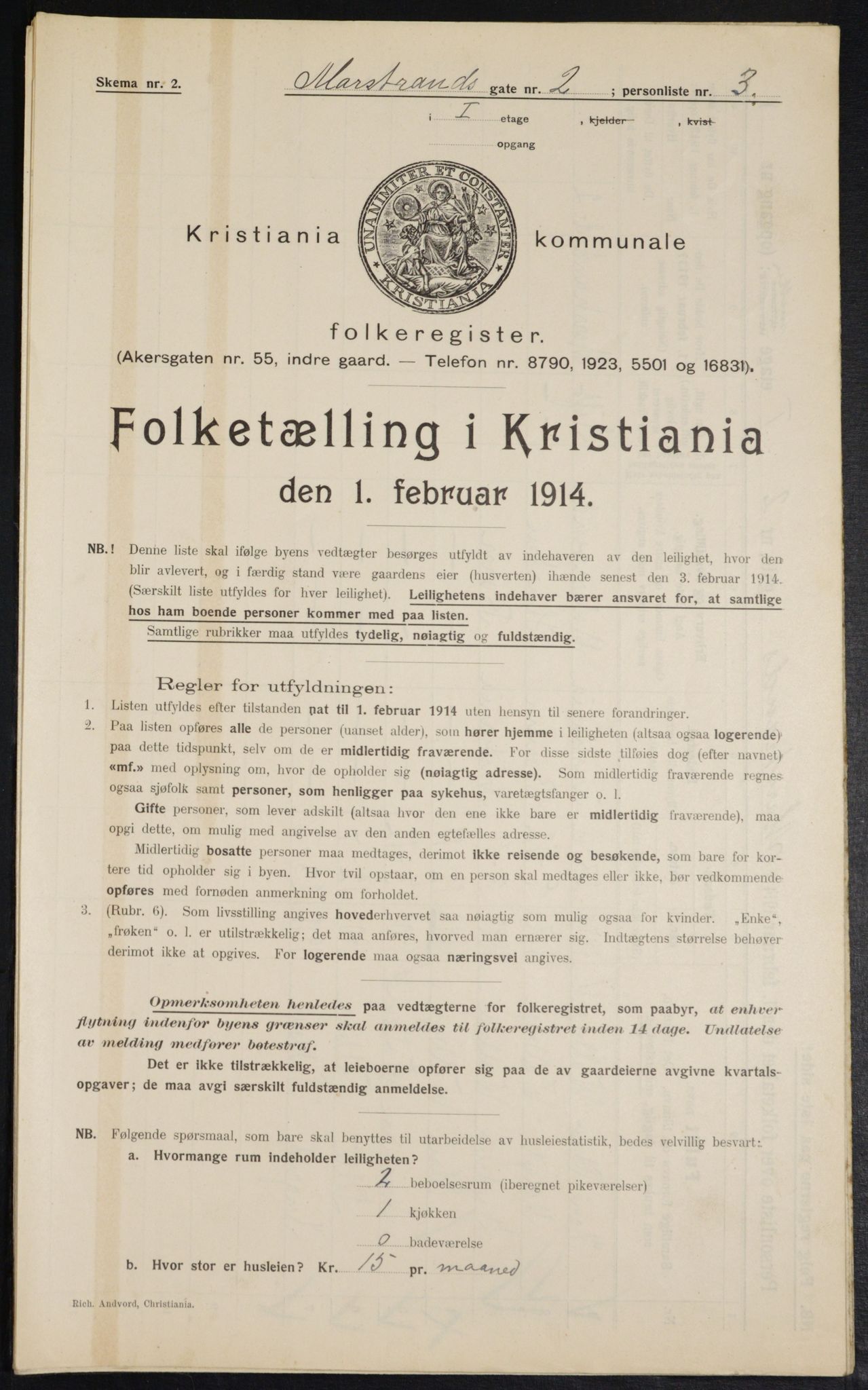 OBA, Municipal Census 1914 for Kristiania, 1914, p. 64643