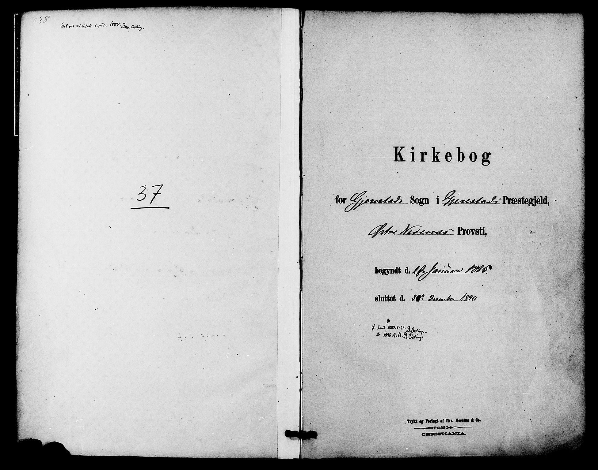 Gjerstad sokneprestkontor, SAK/1111-0014/F/Fa/Faa/L0009: Parish register (official) no. A 9, 1885-1890