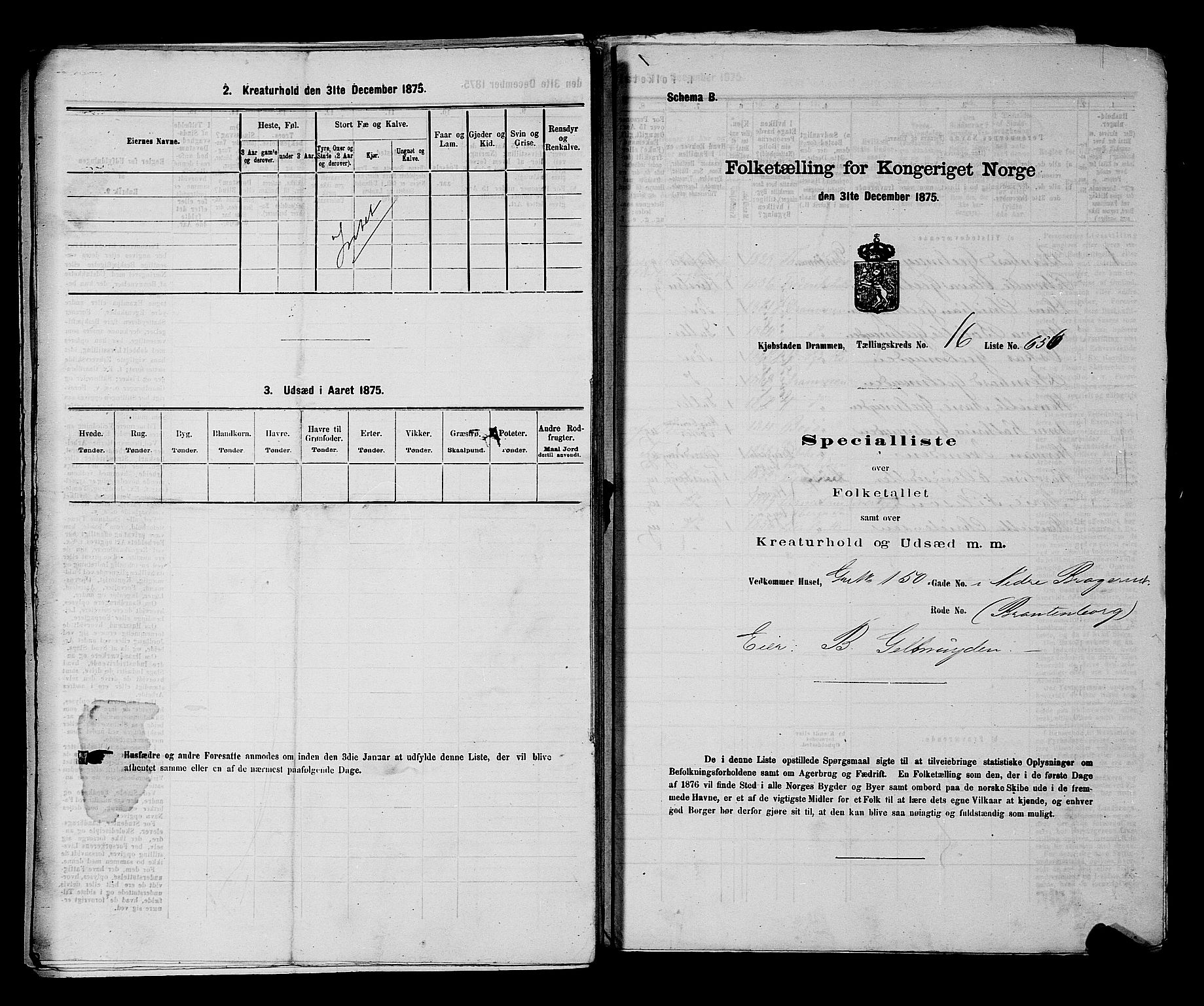 SAKO, 1875 census for 0602 Drammen, 1875, p. 1851