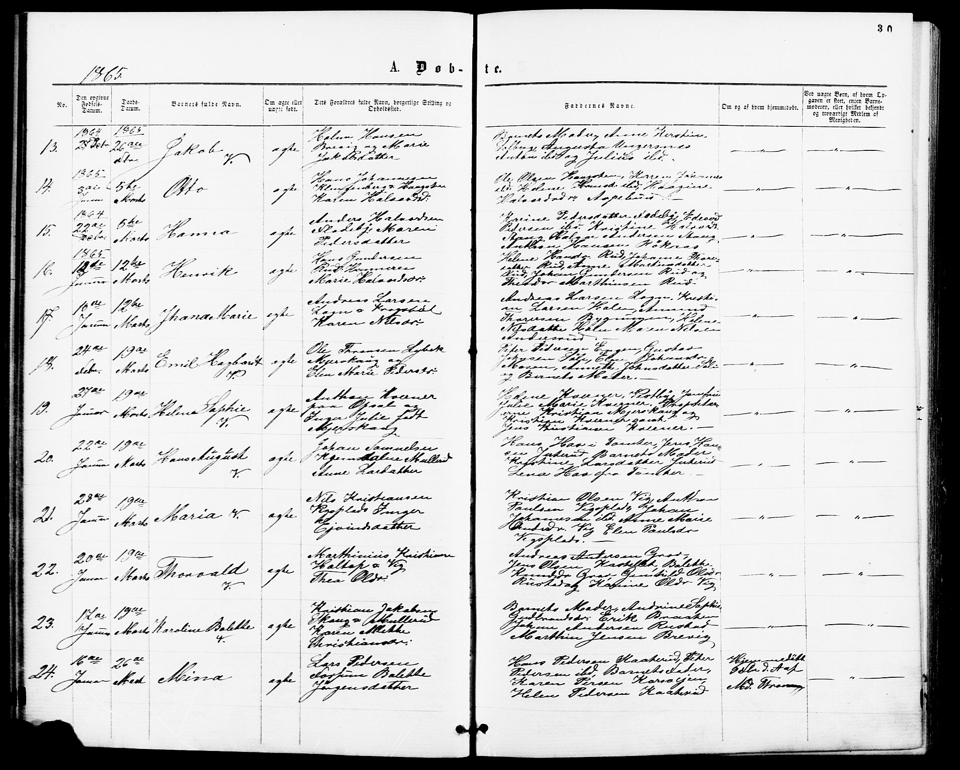 Enebakk prestekontor Kirkebøker, SAO/A-10171c/F/Fa/L0011: Parish register (official) no. I 11, 1862-1882, p. 30