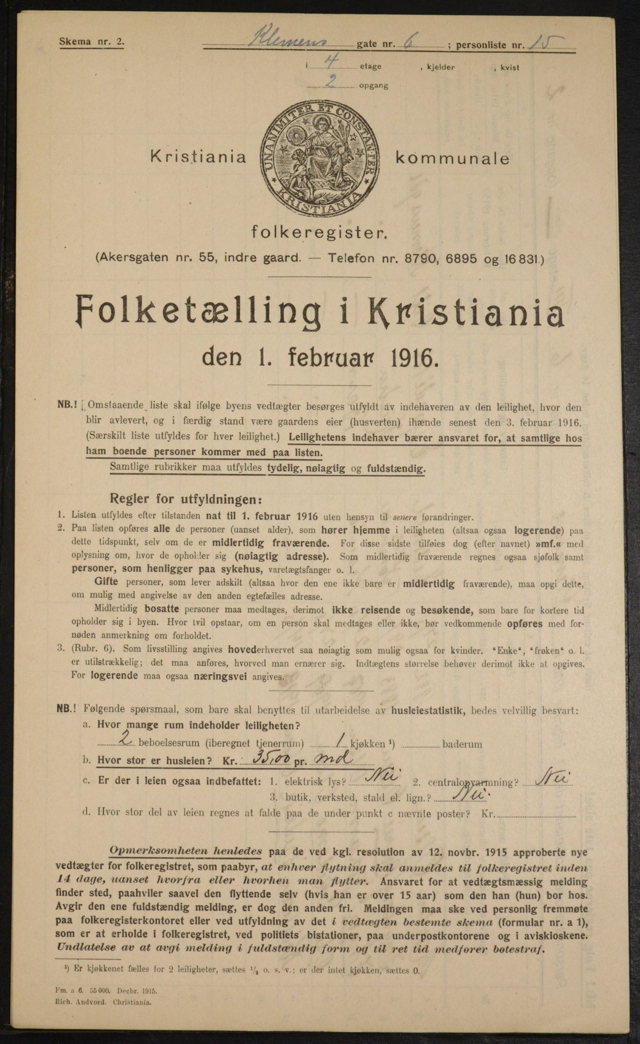 OBA, Municipal Census 1916 for Kristiania, 1916, p. 12930