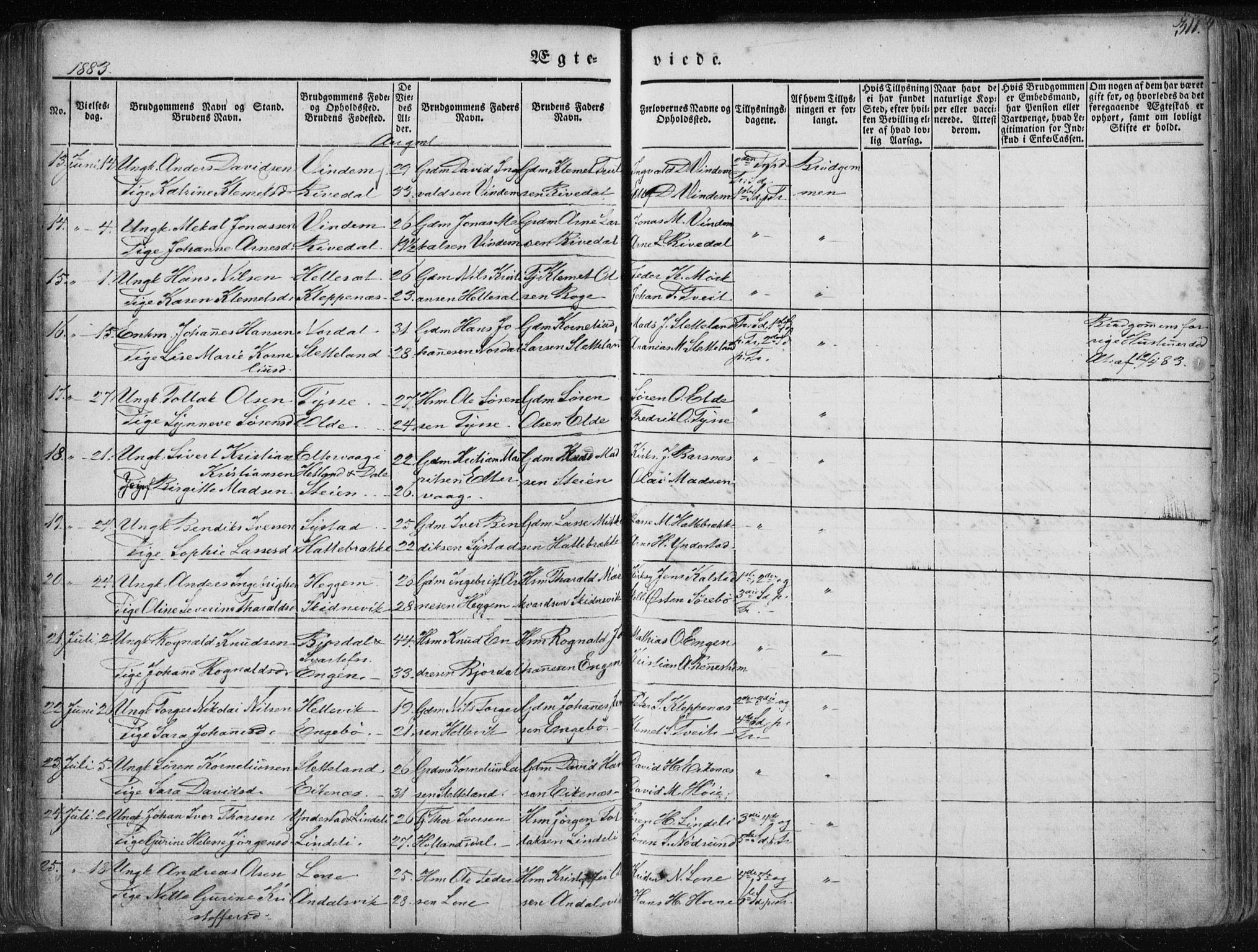 Fjaler sokneprestembete, SAB/A-79801/H/Haa/Haaa/L0006: Parish register (official) no. A 6, 1835-1884, p. 311