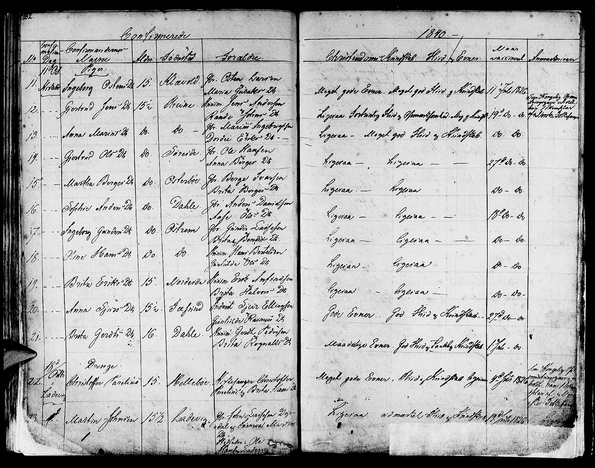 Lavik sokneprestembete, AV/SAB-A-80901: Parish register (official) no. A 2I, 1821-1842, p. 352