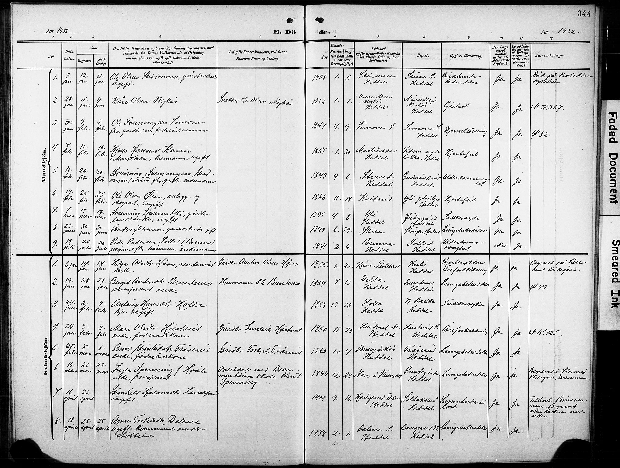 Heddal kirkebøker, AV/SAKO-A-268/G/Ga/L0003: Parish register (copy) no. I 3, 1908-1932, p. 344