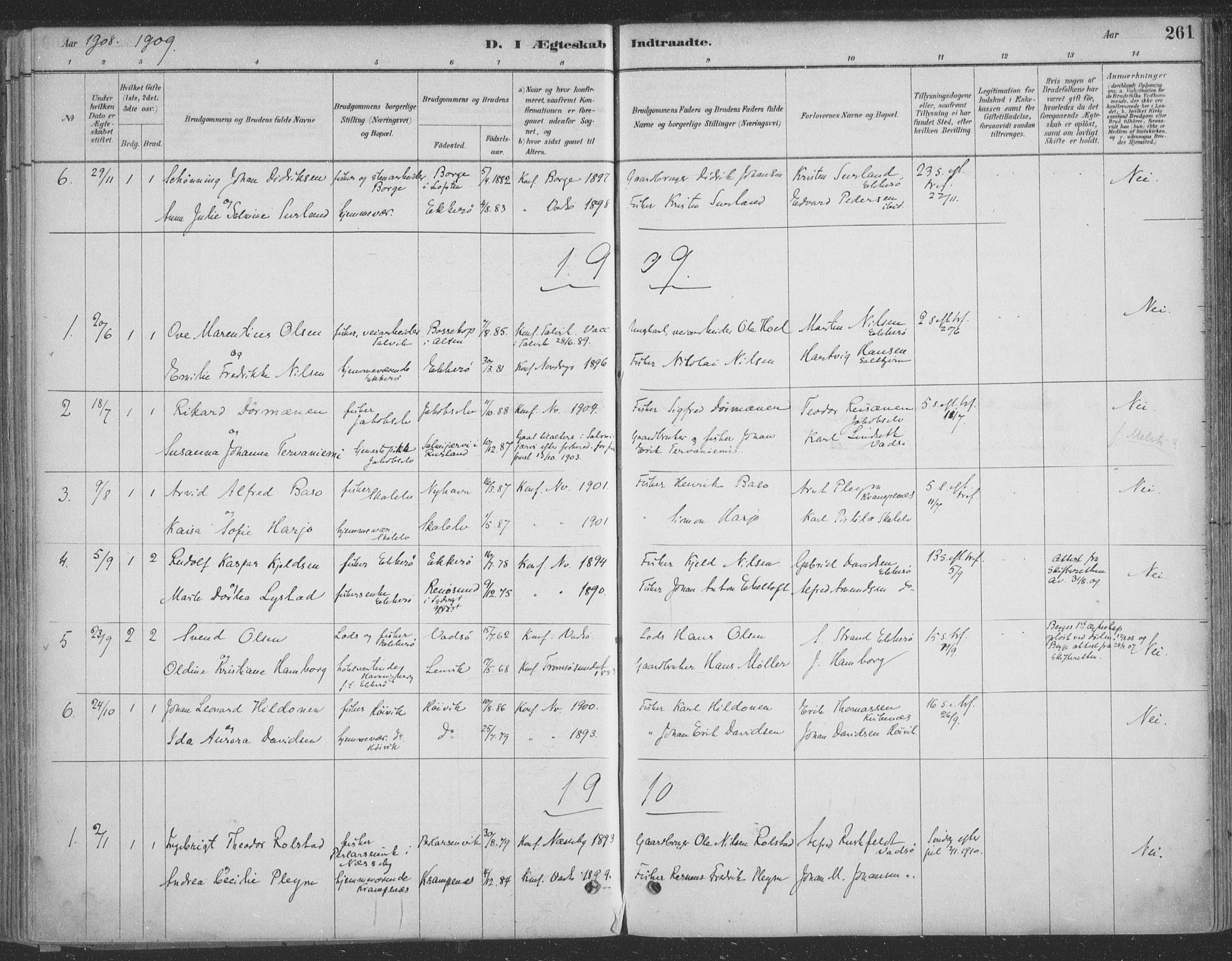 Vadsø sokneprestkontor, SATØ/S-1325/H/Ha/L0009kirke: Parish register (official) no. 9, 1881-1917, p. 261