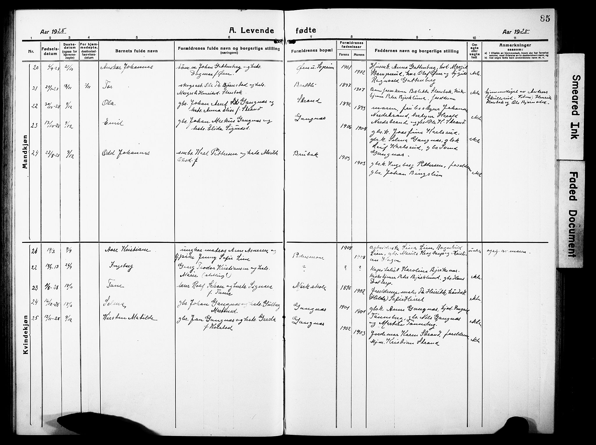 Høland prestekontor Kirkebøker, AV/SAO-A-10346a/G/Gb/L0002: Parish register (copy) no. II 2, 1915-1933, p. 85