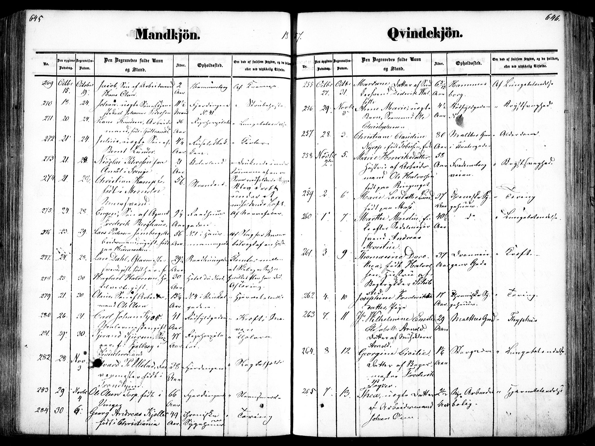 Oslo domkirke Kirkebøker, SAO/A-10752/F/Fa/L0025: Parish register (official) no. 25, 1847-1867, p. 645-646