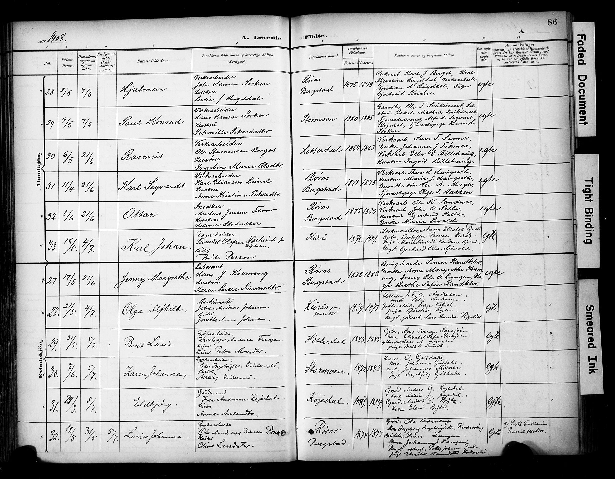 Ministerialprotokoller, klokkerbøker og fødselsregistre - Sør-Trøndelag, AV/SAT-A-1456/681/L0936: Parish register (official) no. 681A14, 1899-1908, p. 86